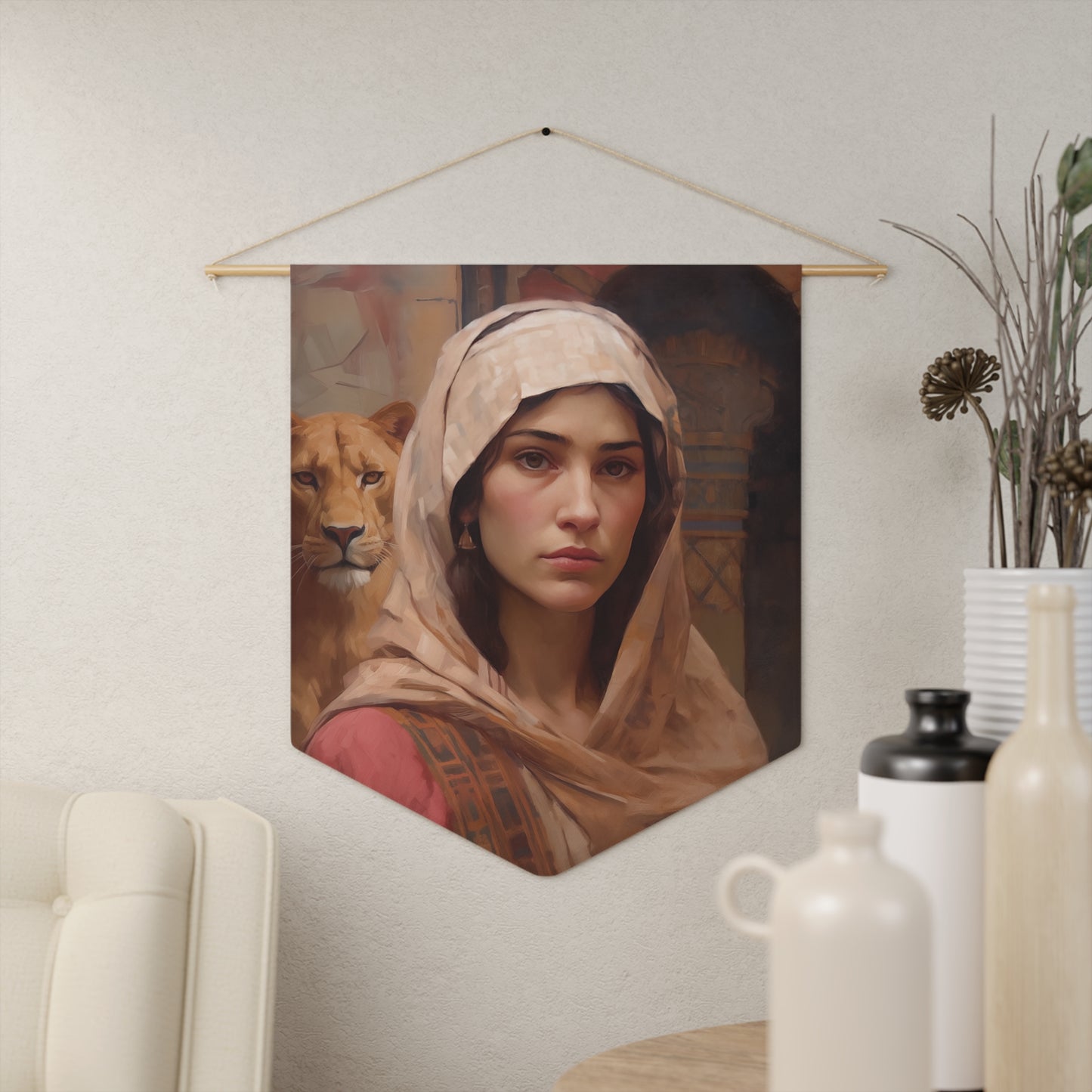 Saint Daria Wall Banner / Wall Hanging / Pennant - Unique Religious Art for your home - Prayer room - Catholic Home Art - Large - 18" x 21"