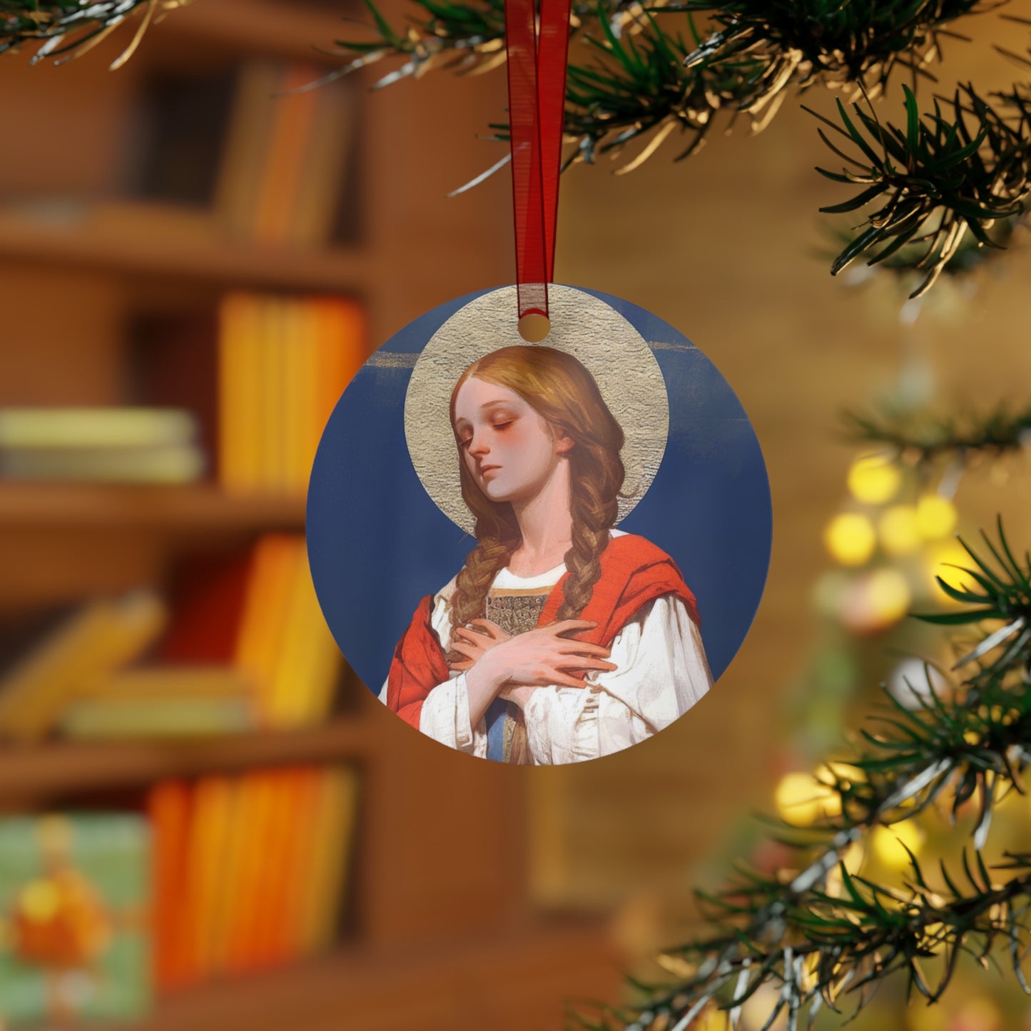Saint Genevieve - Metal Ornament - Religious Holiday Christmas Ornament and Keepsake