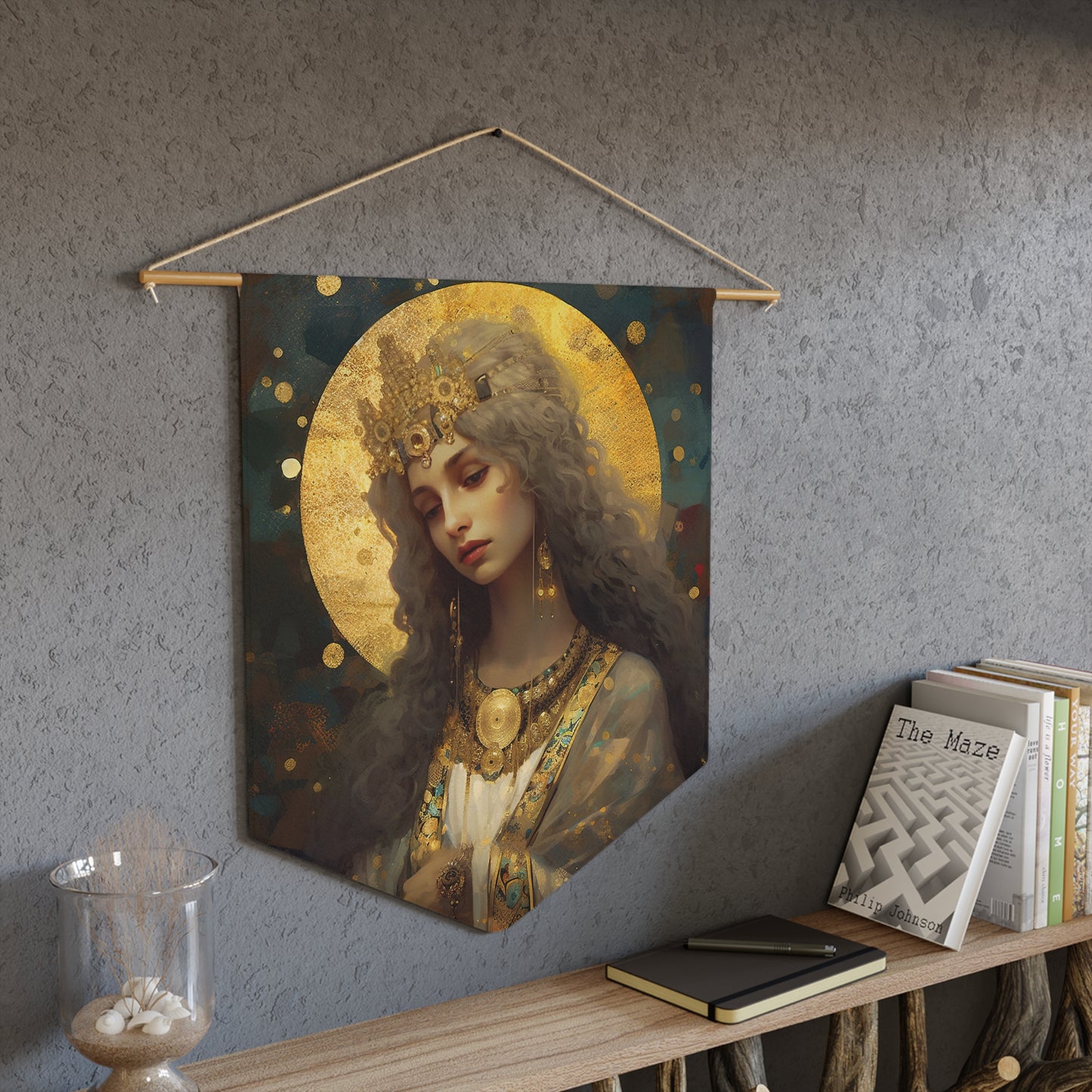 Saint Catherine of Alexandria Wall Banner / Wall Hanging - Prayer room art - Catholic Home Art - Large Saint Art for your home - 18" x 21"