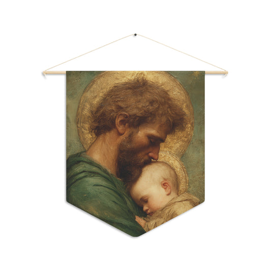 Saint Joseph the Father - Wall Banner / Wall Hanging - Christian Art - Prayer room - 18" x 21"