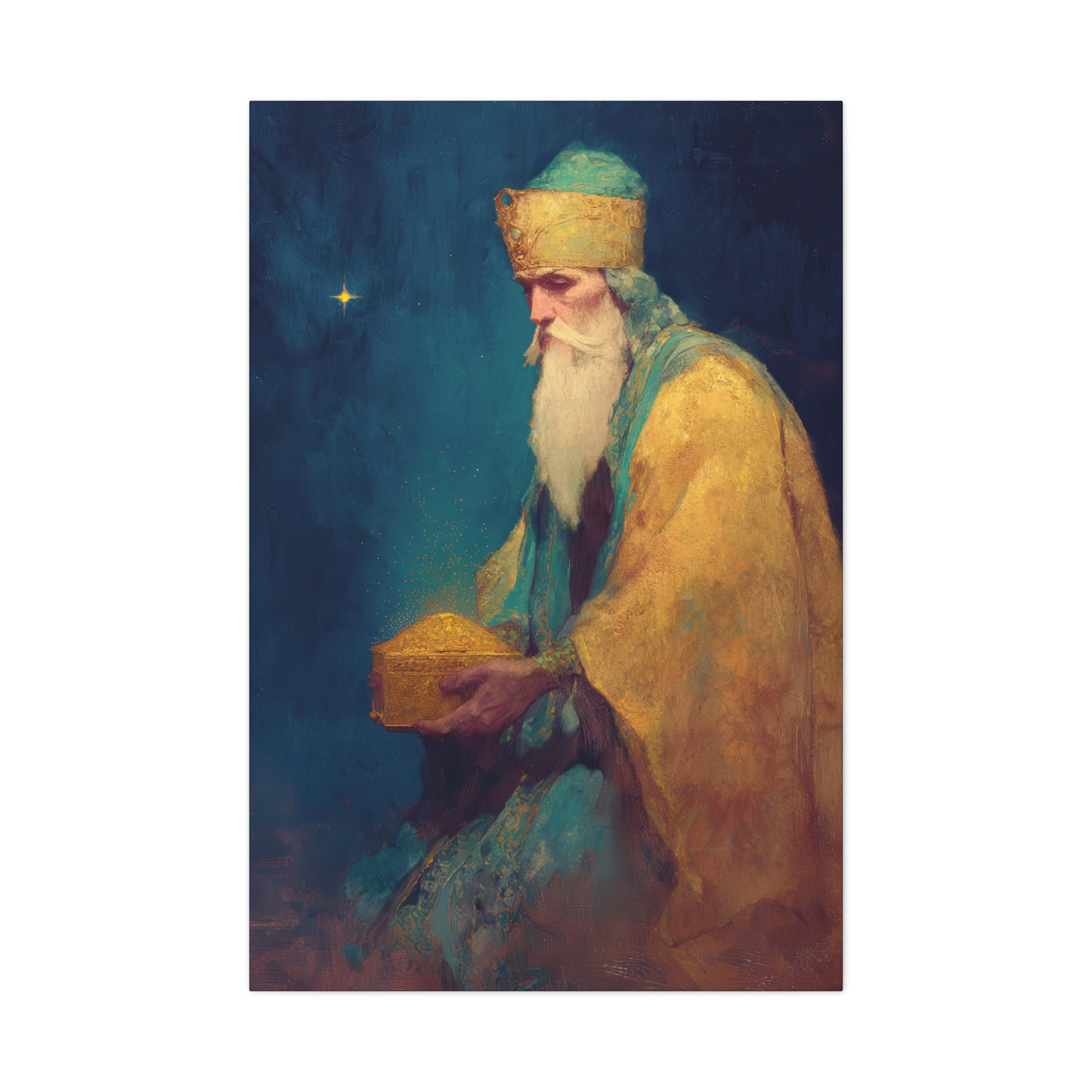 Caspar and the Offering of Worship - 3 Wise Men - Gallery Wrapped Canvas - Print - Religious Art for your Home - Catholic