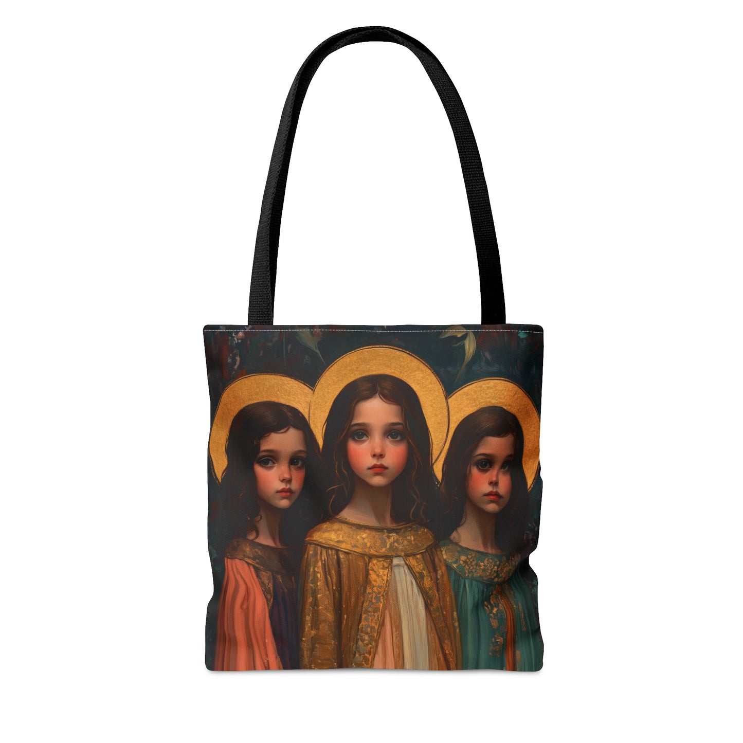 Saints Faith, Hope and Charity - Tote Bag - Large Medium Small Faith Art Bag - Catholic Faith Purse - Double Sided