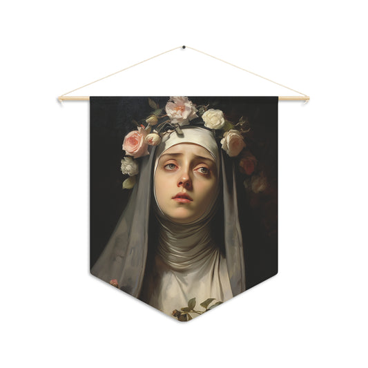 Saint Rose of Lima Wall Banner / Wall Hanging / Pennant - Prayer room art - Catholic Home -  18" x 21"