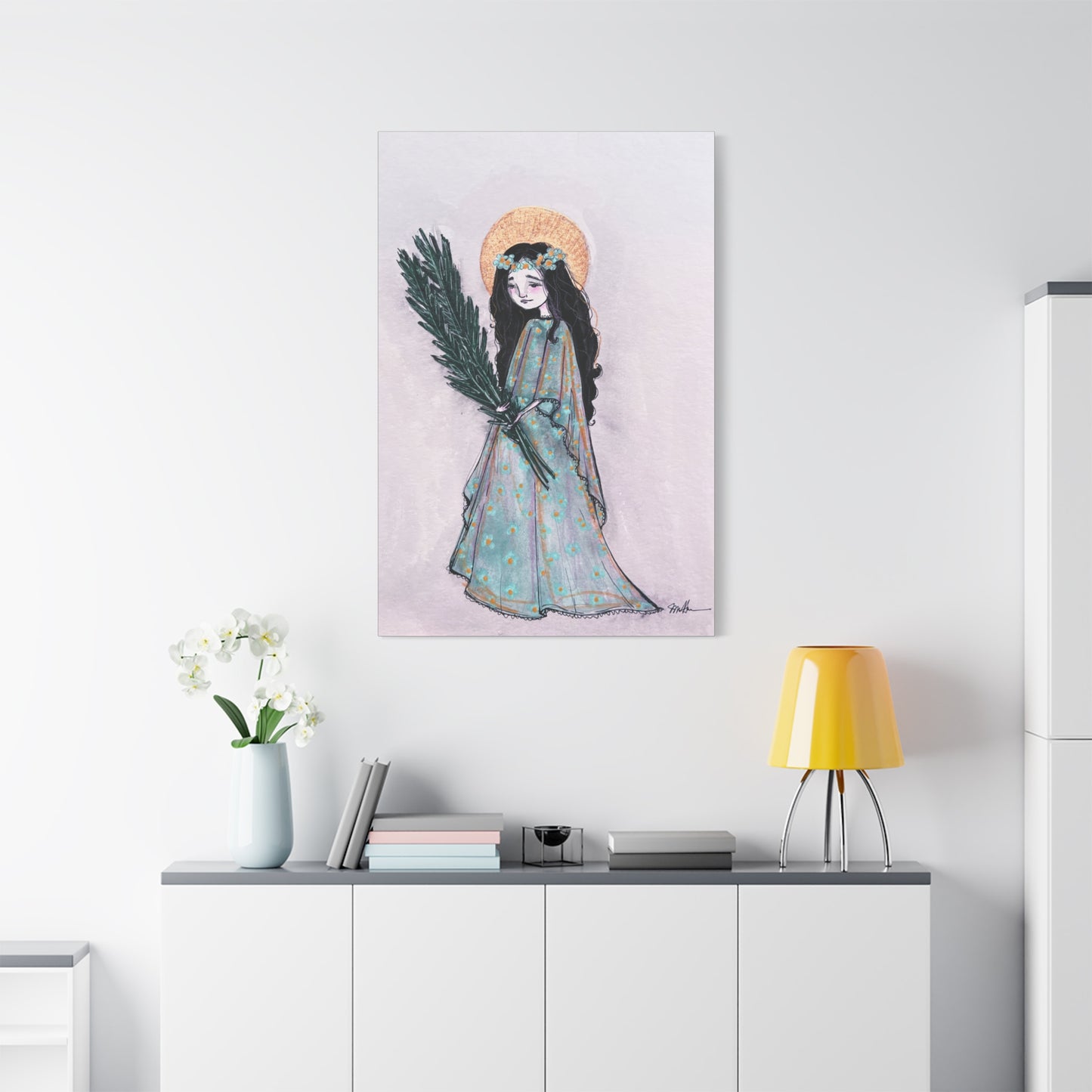 Saint Faith Canvas Print - Hand-Drawn Art - Catholic Print | Faith Hope and Charity Sacred Art | Sanctified Solocosmo Religious Artwork