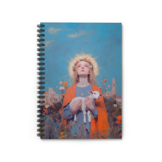Saint Agnes of Rome - Sanctified Souls Art - Religious Based Notebook - Spiral Notebook - Prayer journal