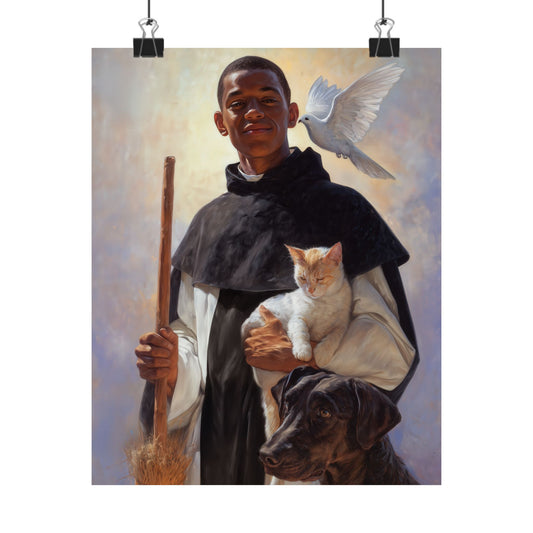 Saint Martin de Porres - Sanctified Souls Print - Multiple Sizes - Premium Matte Vertical Posters