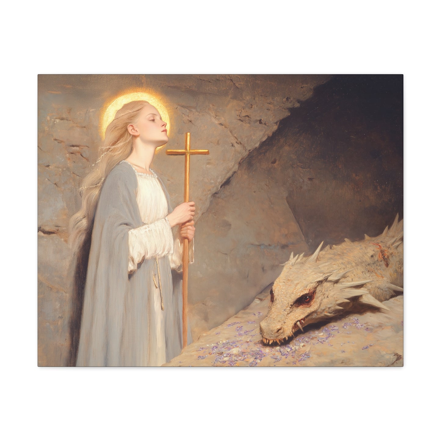 Saint Margaret of Antioch -  Museum Wrapped Canvas - Sanctified Souls Print - Religious Art for your Home - Catholic Patron Saint Art