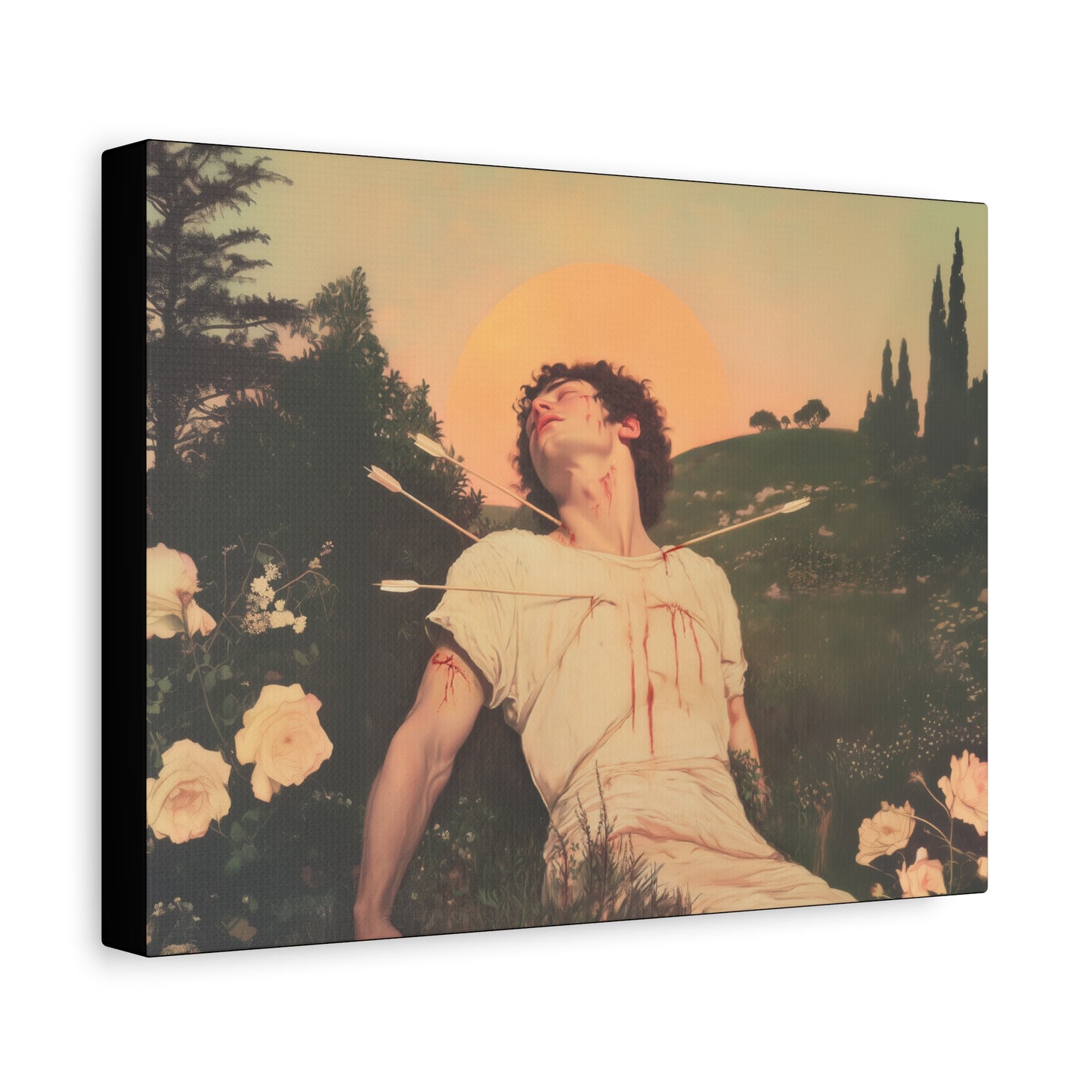 Saint Sebastian -  Museum Wrapped Canvas - Sanctified Souls Print - Religious Art for your Home - Catholic Patron Saint Art