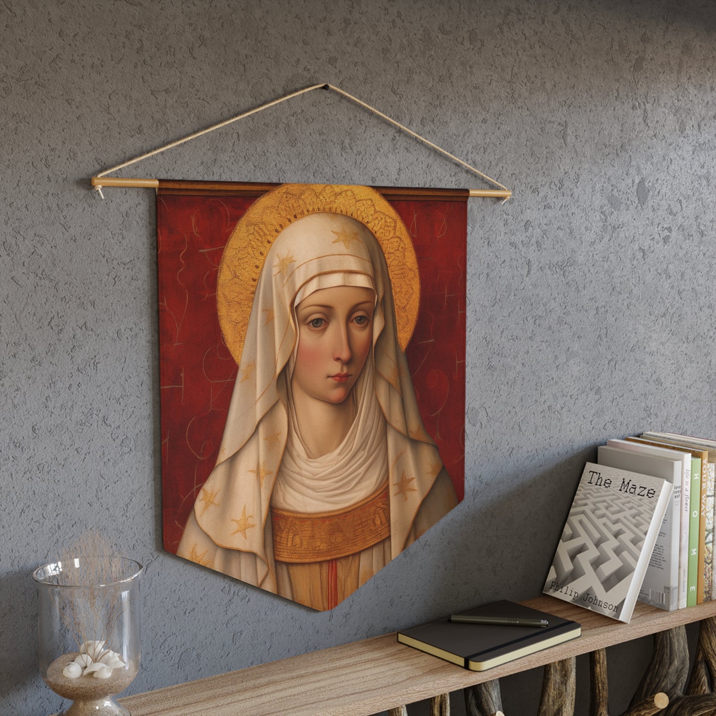 Saint Isidora - the Fool for Christ Wall Banner / Wall Hanging - Prayer room art - Catholic - Large Saint Art - 18" x 21"