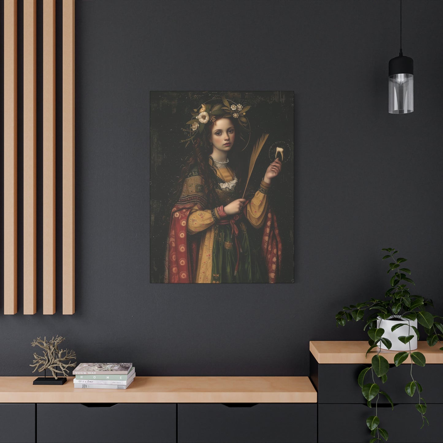 Saint Apollonia - Museum Wrapped Canvas - Print - Religious Art for your Home - Catholic art print - prayer room art