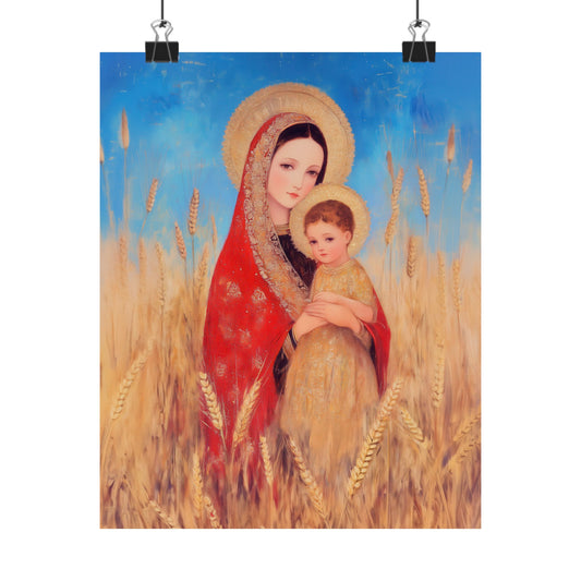 Our Lady of the Harvest - Sanctified Souls Print - Multiple Sizes - Premium Posters - Catholic Art - Christian Home