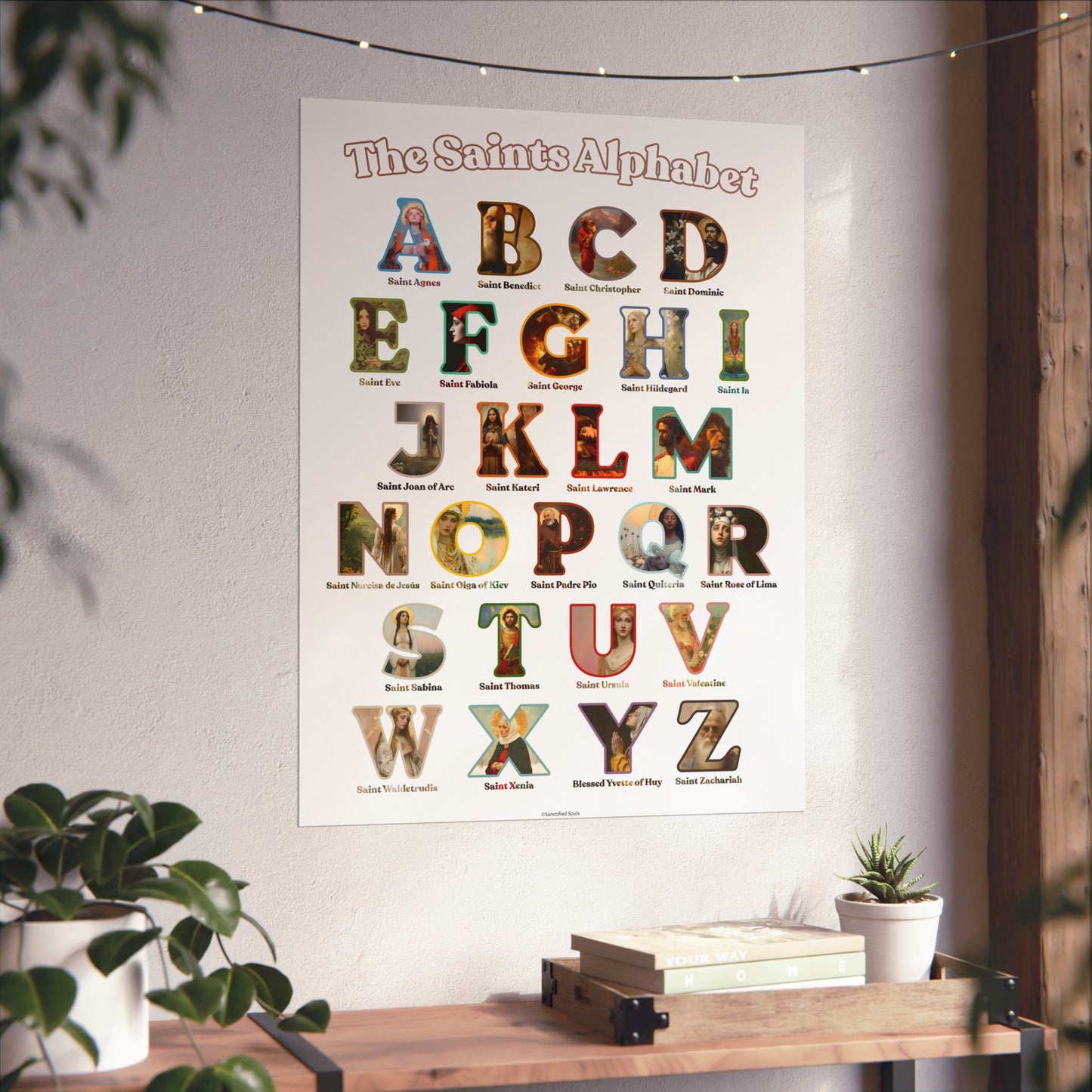 Catholic Saints ABC Print - Alphabet Poster - A to Z Saints Wall Art - Catholic Saints Chart- Classroom / Homeschool - Saints of the Church