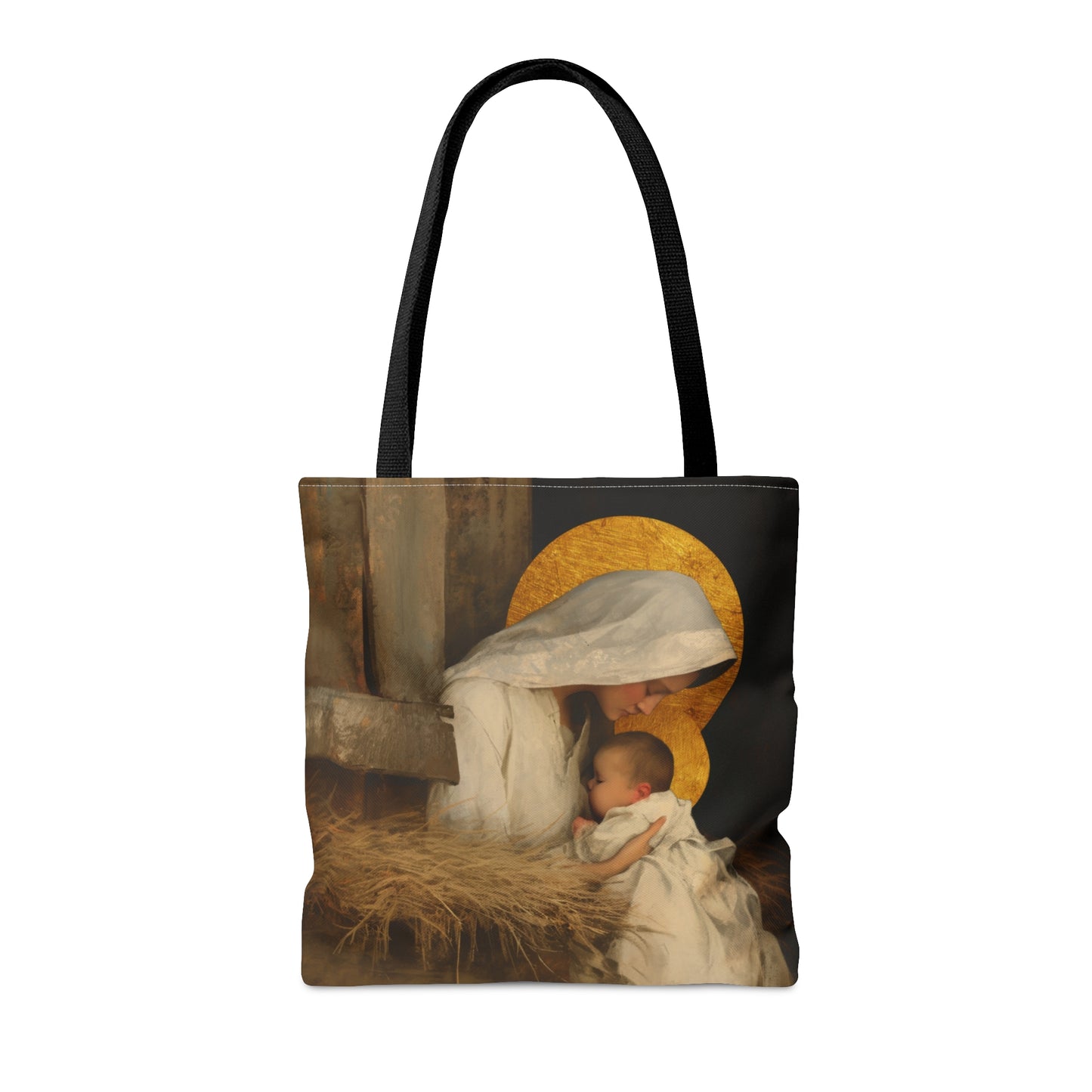 Our Lady of the Manger - Mother Mary and the Christ Child - Tote Bag - Large Medium Small Faith Art Bag - Catholic Faith Purse