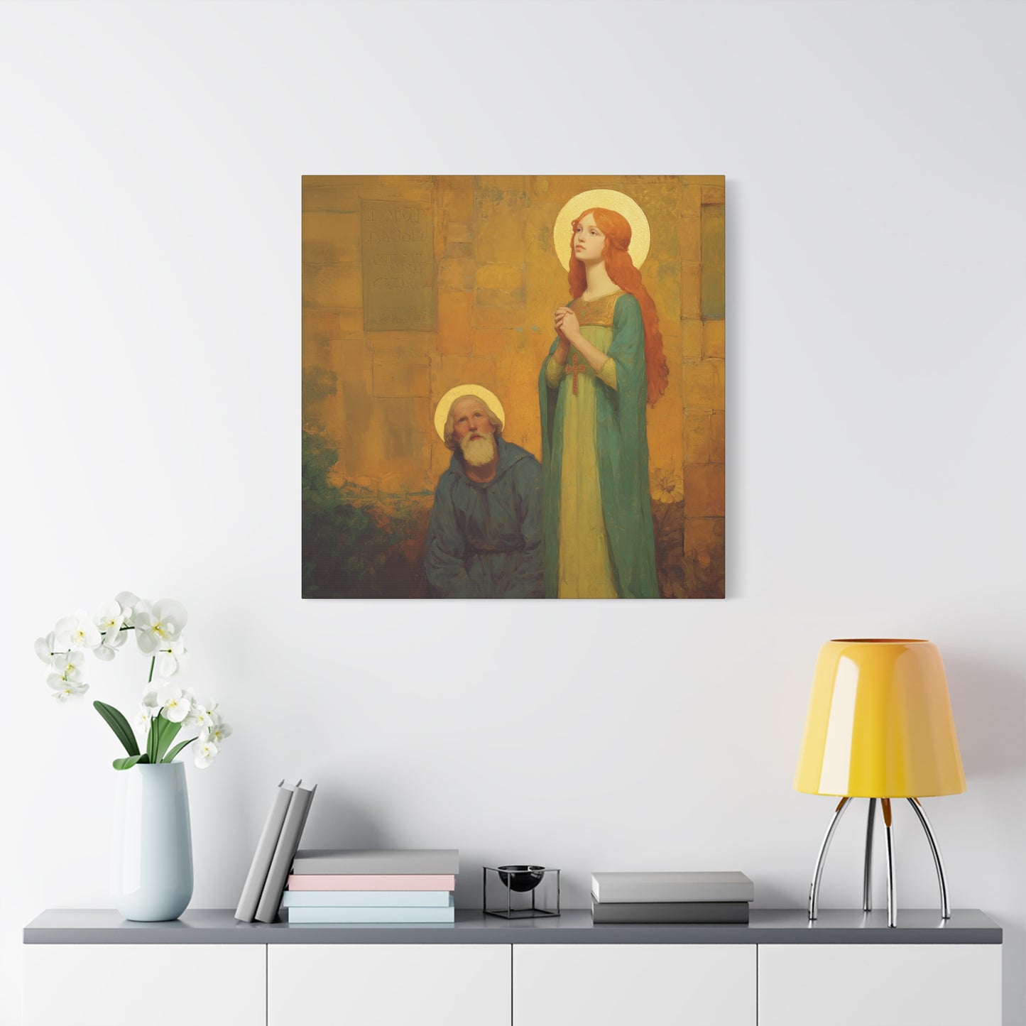 Saints Justina and Cyprian - Multiple Sizes - Catholic Home art - Museum Wrapped Canvas - Sanctified Souls Print - Catholic Martyr Art
