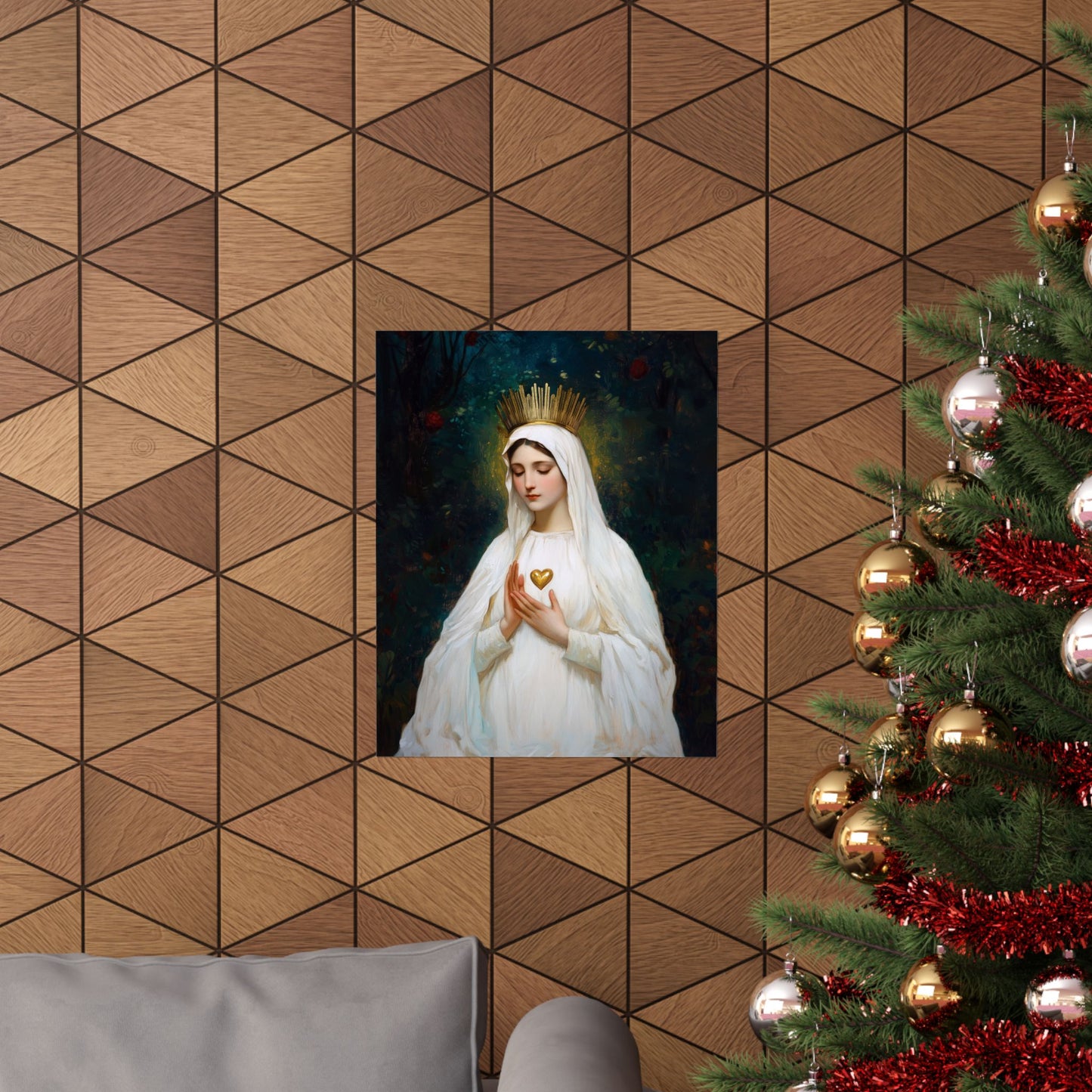 Our Lady of Beauraing - Our Lady of the Golden Heart - Marian Art - Sanctified Souls Print - Multiple Sizes - Premium Vertical Posters