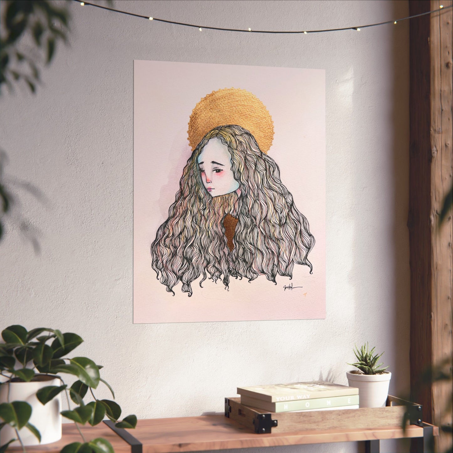 Saint Philomena Poster Print - Hand-Drawn Catholic Art Print | Christian Devotional Wall Art | Sanctified Solocosmo Religious Poster