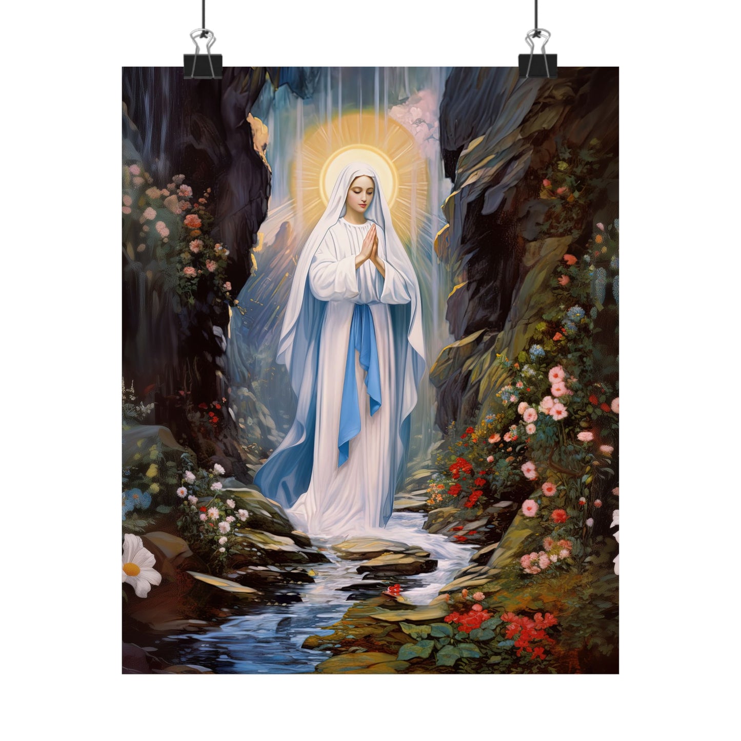 Our Lady of Lourdes - Sanctified Souls Print - Multiple Sizes - Premium Matte Vertical Posters