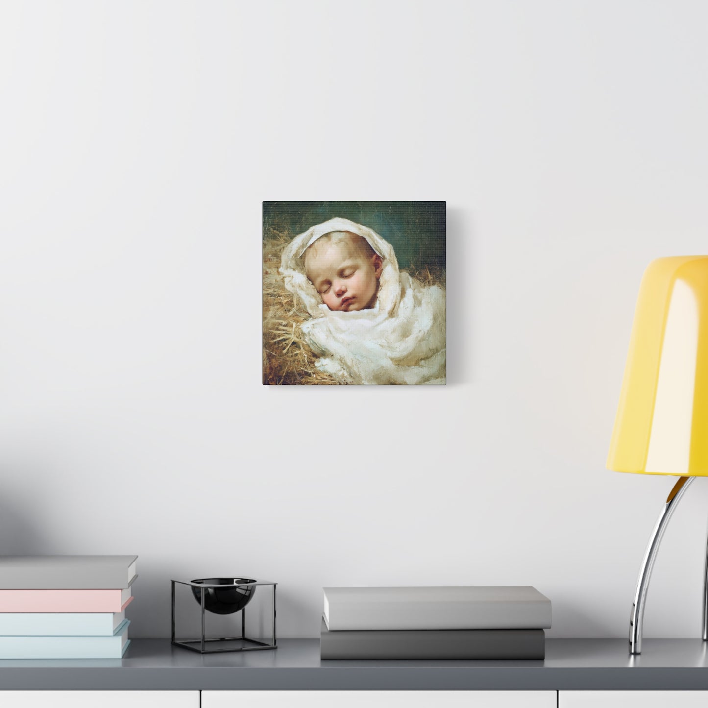 The Christ Child Resting in the Silence of the Manger - Gallery Wrapped Canvas - Print - Religious Art for your Home - Catholic Art Print