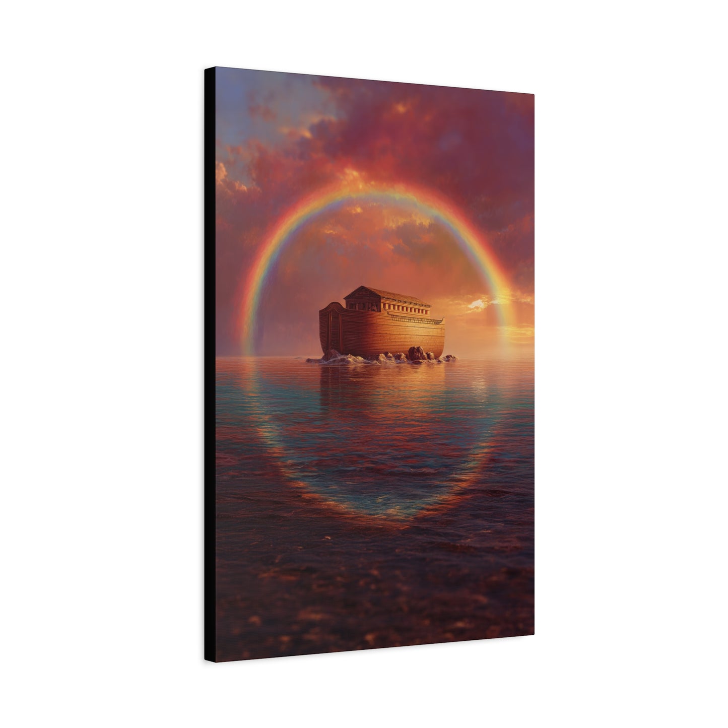 Sheltered Beneath the Covenant Sky - Noah's Ark - Gallery Wrapped Canvas - Print - Religious Art for your Home - Catholic