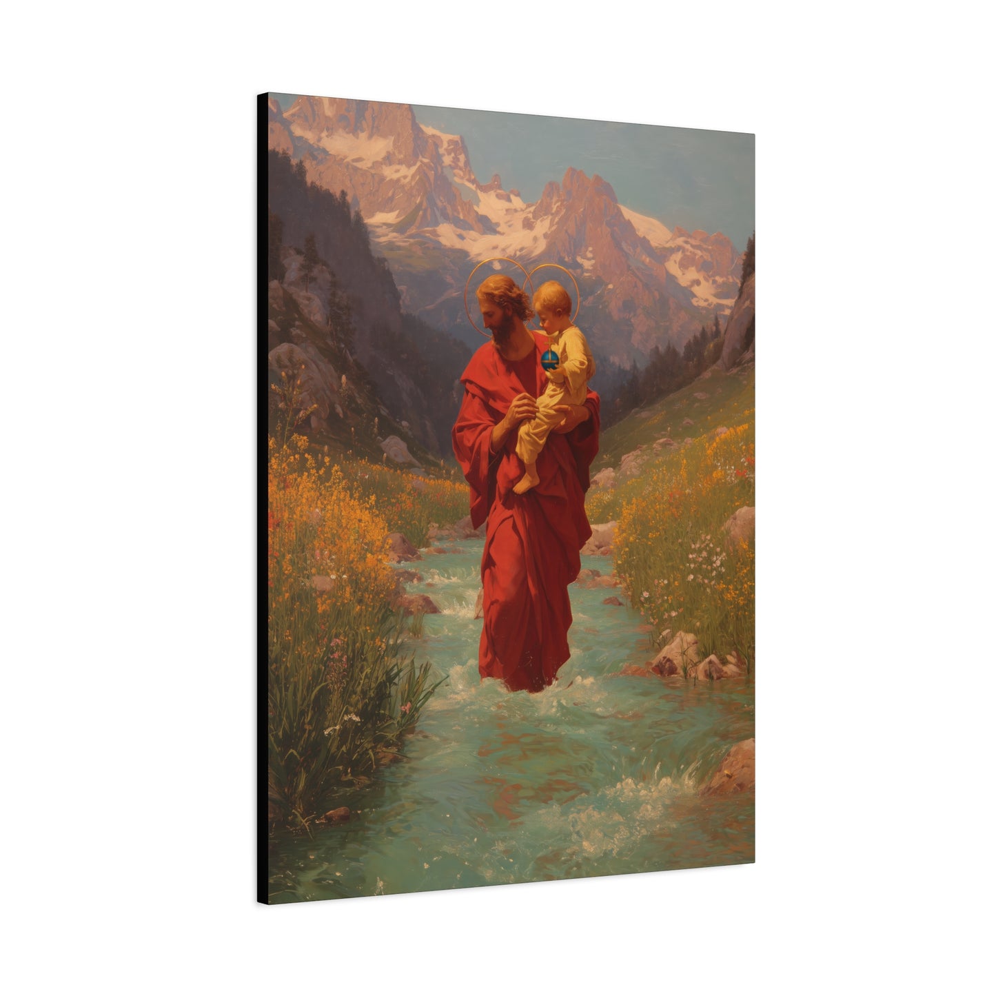 Saint Christopher  - Museum Wrapped Canvas - Sanctified Souls Print - Religious Art for your Home