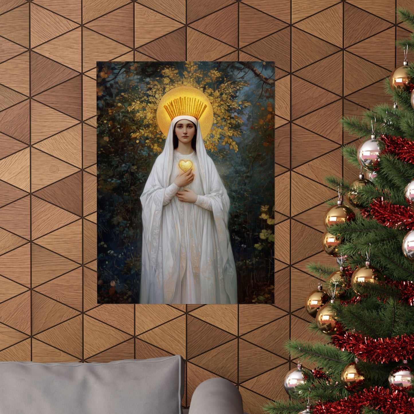 Our Lady of Beauraing - Our Lady of the Golden Heart - Marian Art - Sanctified Souls Print - Multiple Sizes - Premium Vertical Posters