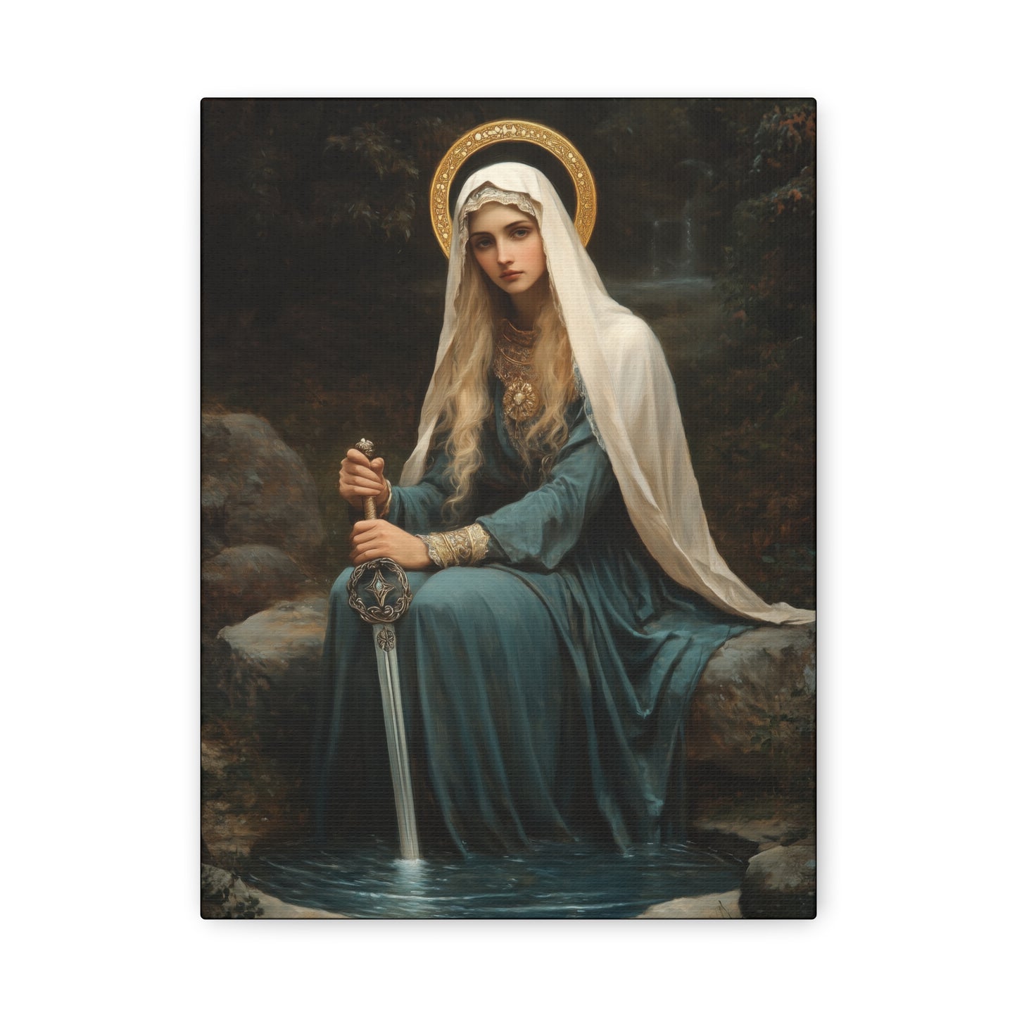 Saint Winifred - Museum Wrapped Canvas - Print - Religious Art for your Home - Christian print - Prayer Room Art - Catholic