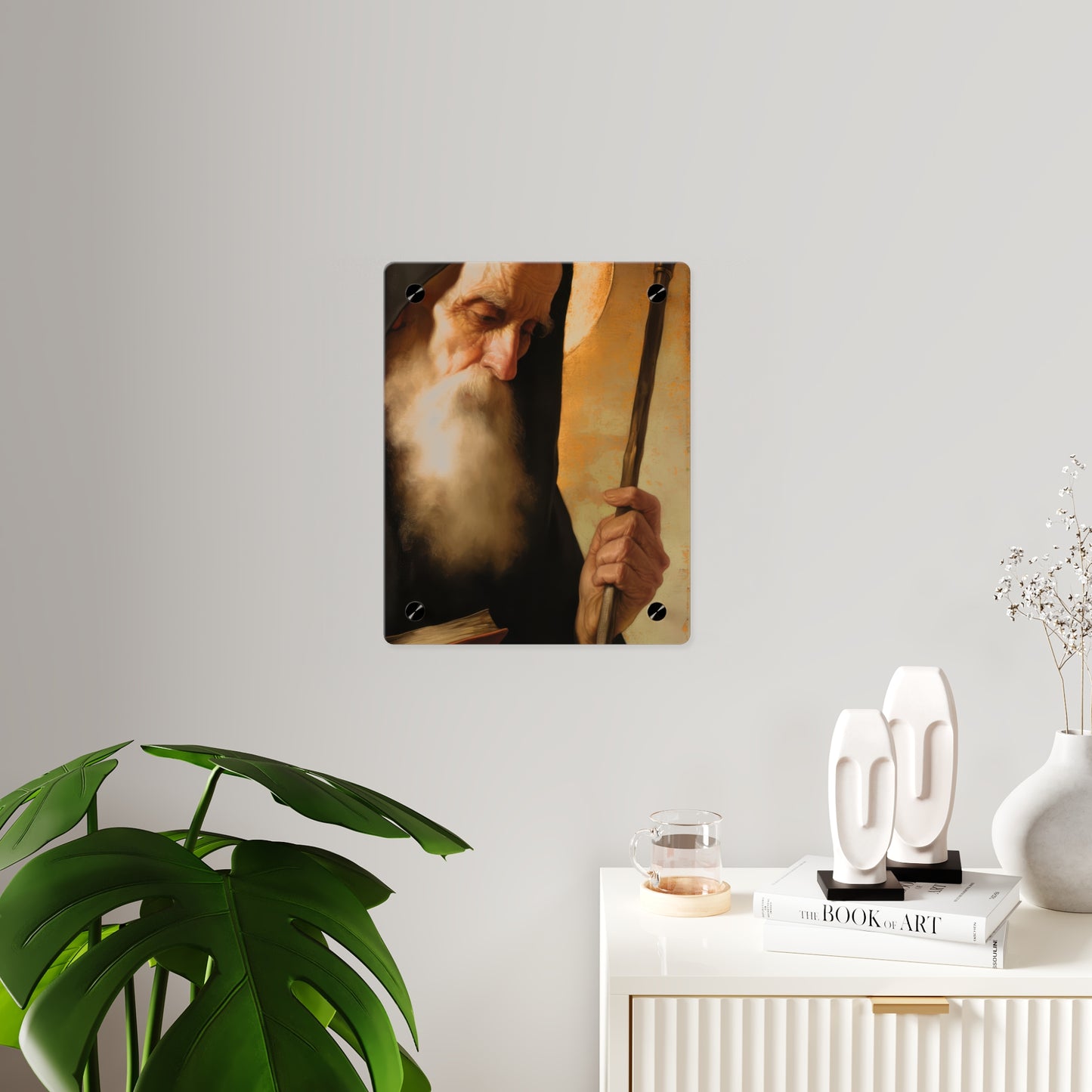 Saint Benedict Wall Art Panel - Ready to Hang Acrylic Print - Catholic Saint Art - Patron Saint Print - No Frame needed