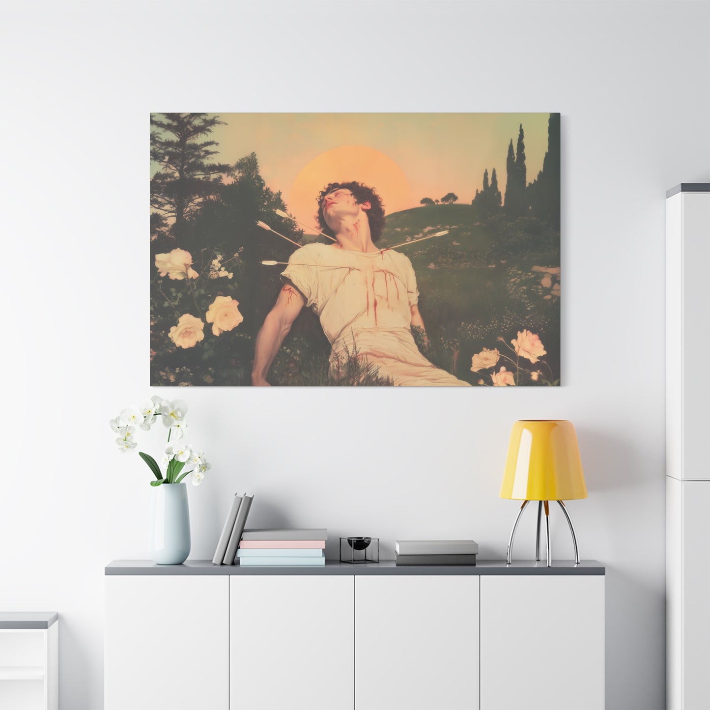 Saint Sebastian -  Museum Wrapped Canvas - Sanctified Souls Print - Religious Art for your Home - Catholic Patron Saint Art