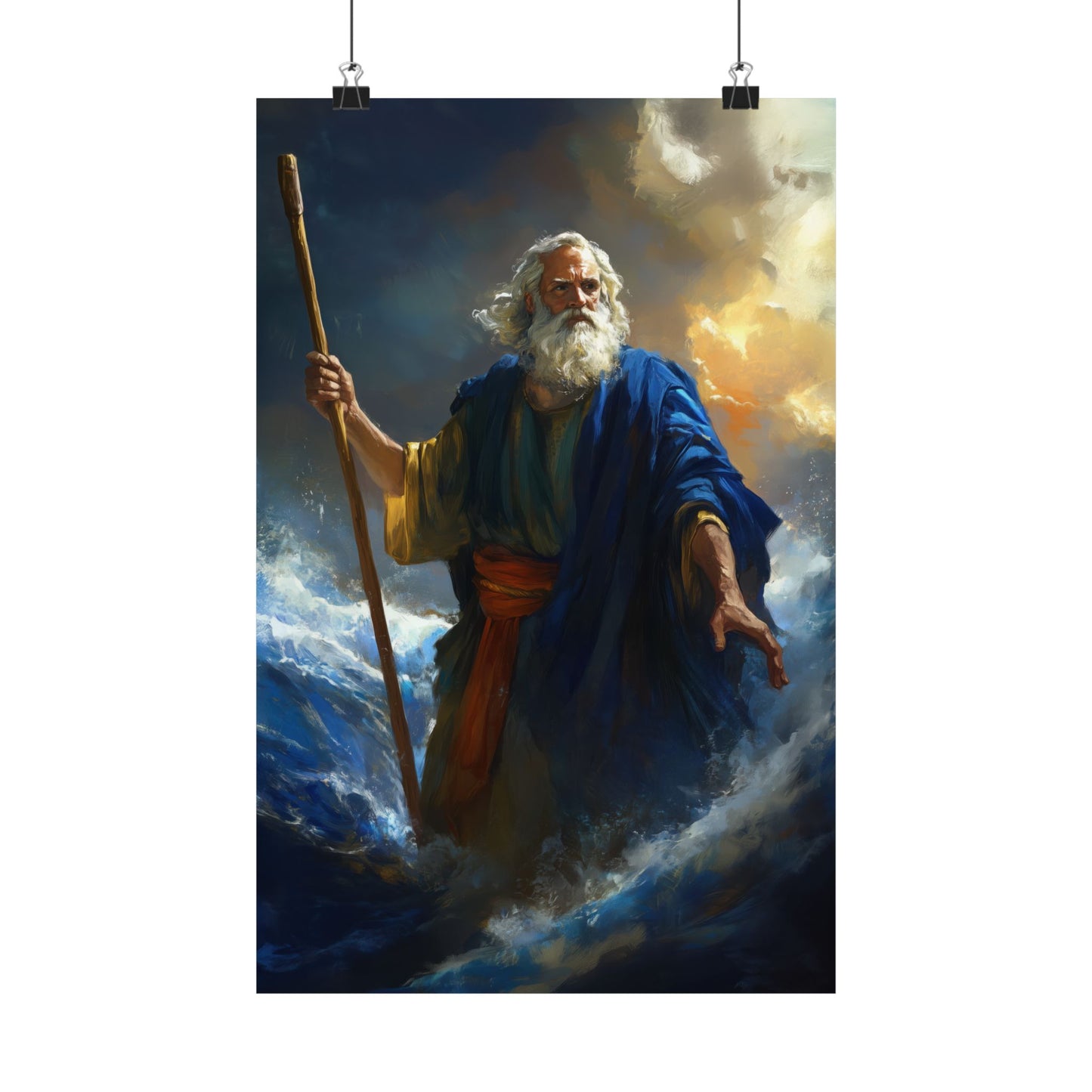 Moses Before the Trembling Sea - Sanctified Souls Print - Multiple Sizes - Premium Matte Vertical Posters