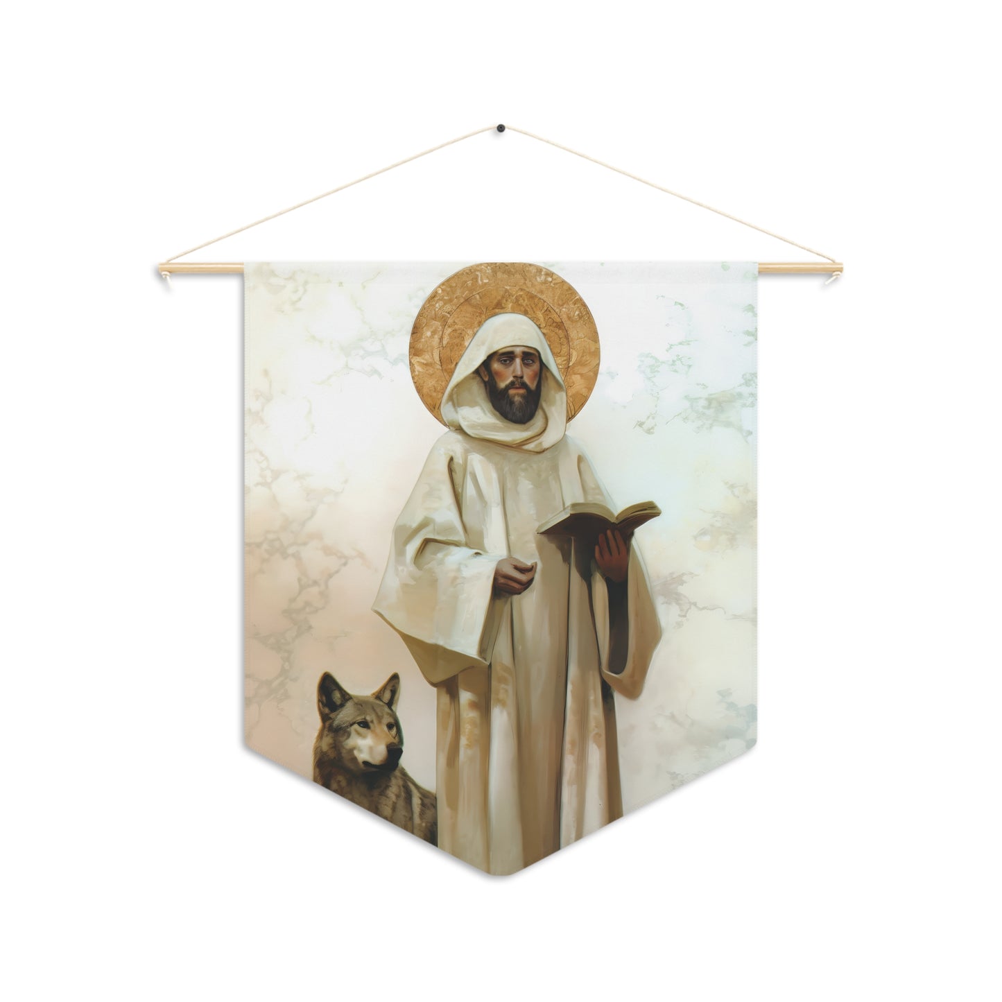 Saint William of Vercelli Pennant / Banner / Wall Hanging - Prayer room art - 18" x 21" - Catholic prayer Religious Christian Gift