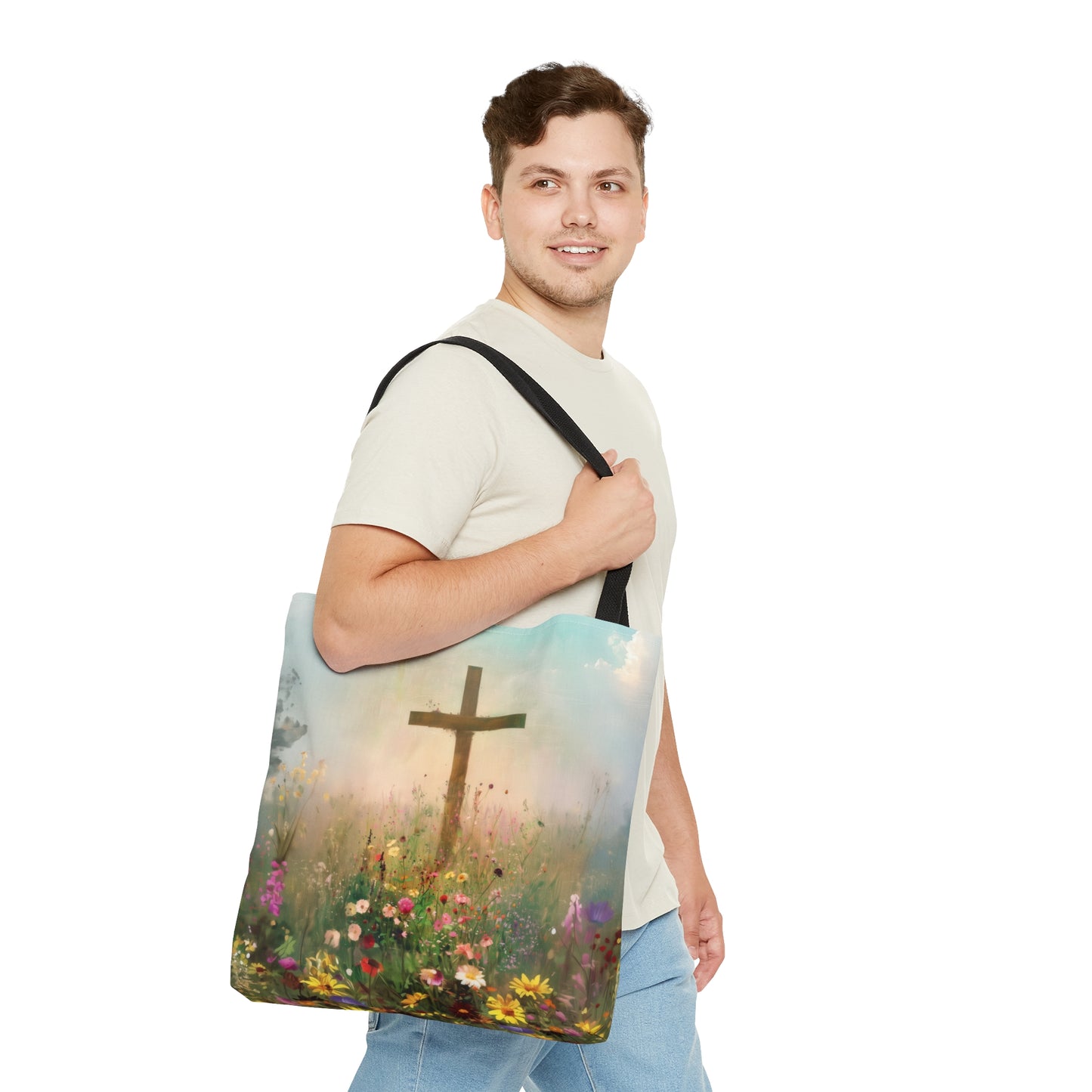 The Cross That Called the Earth to Life Tote Bag - Large Medium Small Faith Art Bag - Catholic Faith Purse - Double Sided