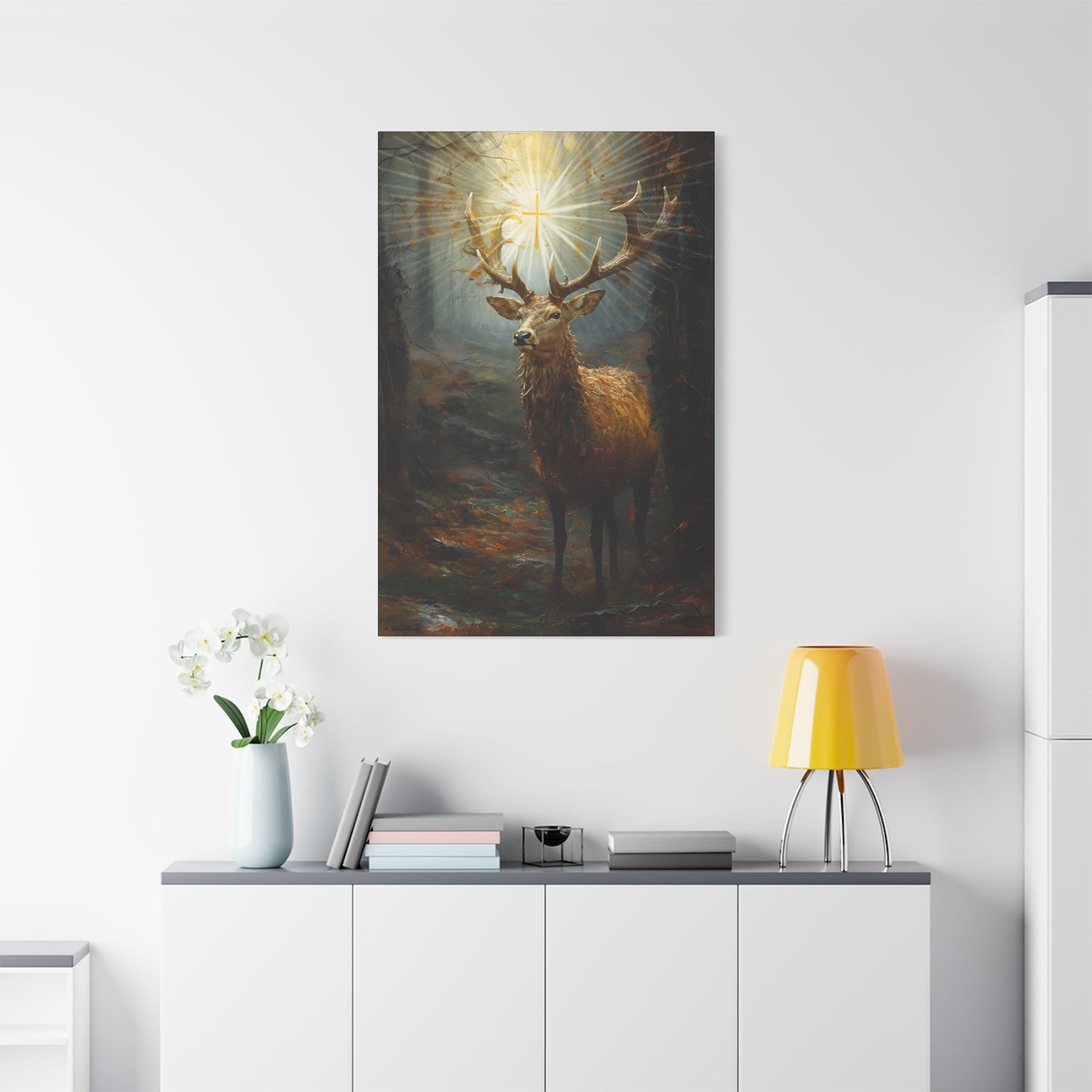 The Stag of Saint Hubert / Saint Hubertus Stag - Museum Wrapped Canvas - Sanctified Souls Print - Religious Art for your Home