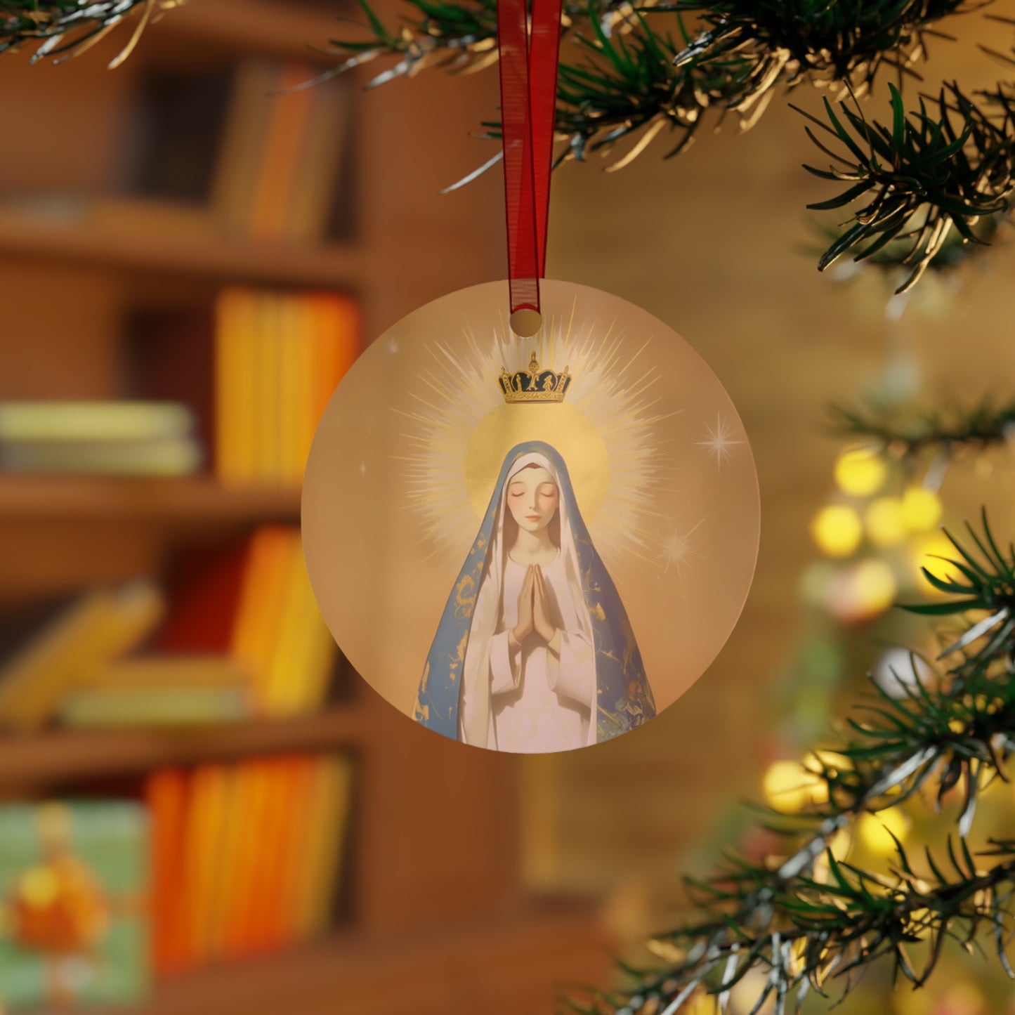 Eternal Glory : Mary's Coronation in Heaven Metal Ornament - Religious Holiday Christmas Keepsake - Coronation of the Virgin