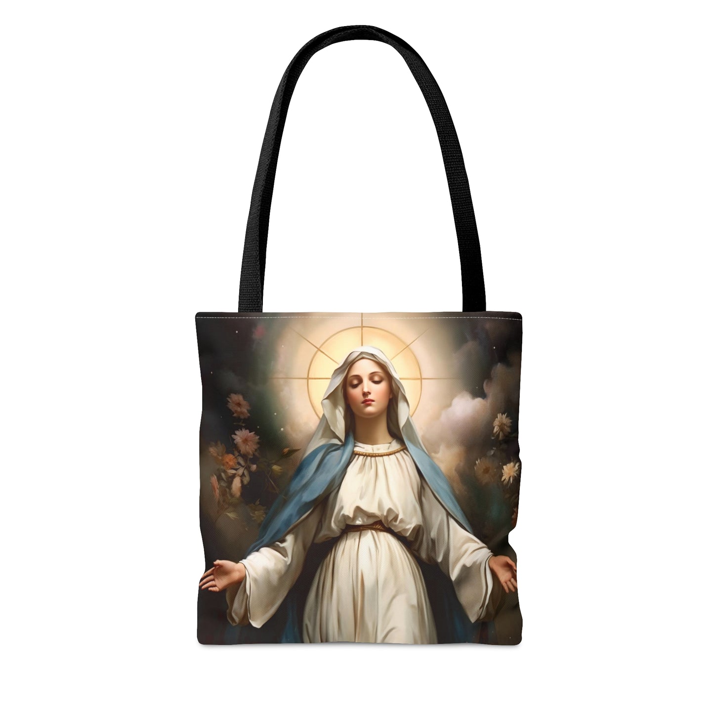 Ethereal Beauty - The Immaculate Mother Mary Tote Bag - Large Medium Small Faith Art Bag - Re usable Tote Purse - Double Sided