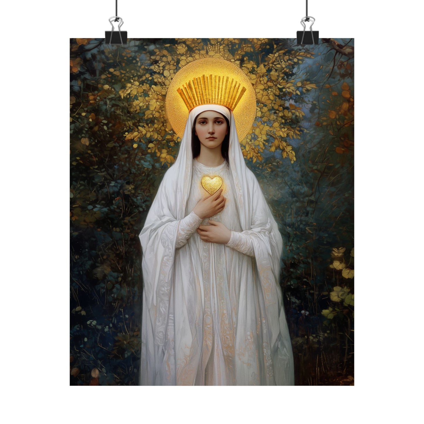 Our Lady of Beauraing - Our Lady of the Golden Heart - Marian Art - Sanctified Souls Print - Multiple Sizes - Premium Vertical Posters