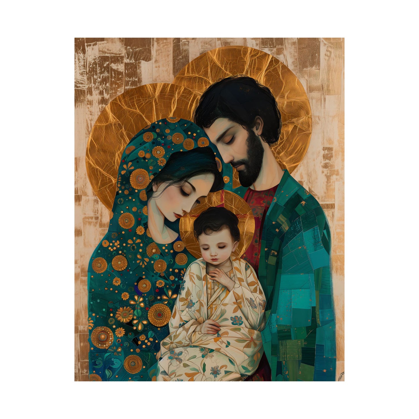 Sacred Love- The Holy Family Portrait - Sanctified Souls Print - Multiple Sizes - Premium Matte Vertical Posters - Jesus, Mary, Joseph