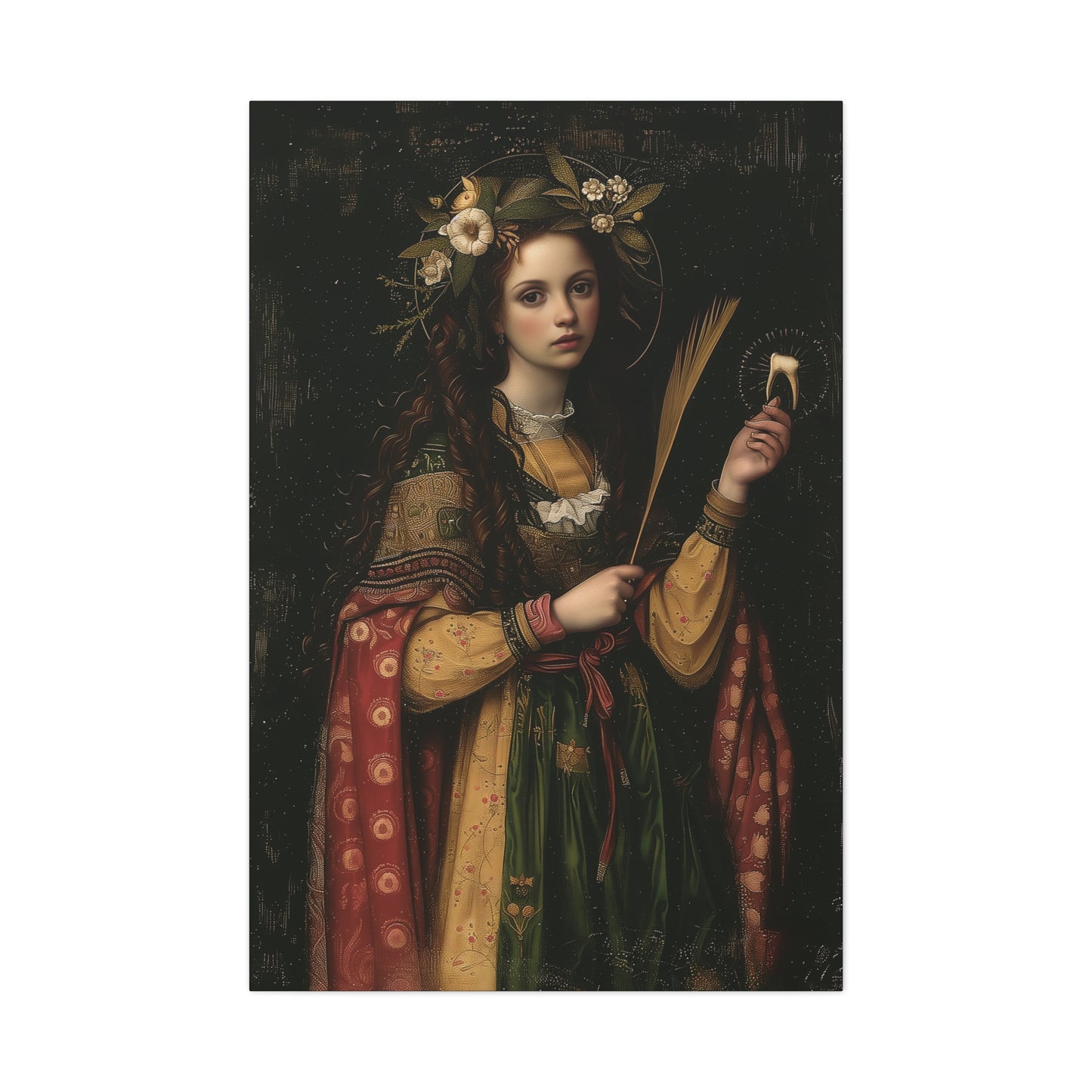 Saint Apollonia - Museum Wrapped Canvas - Print - Religious Art for your Home - Catholic art print - prayer room art