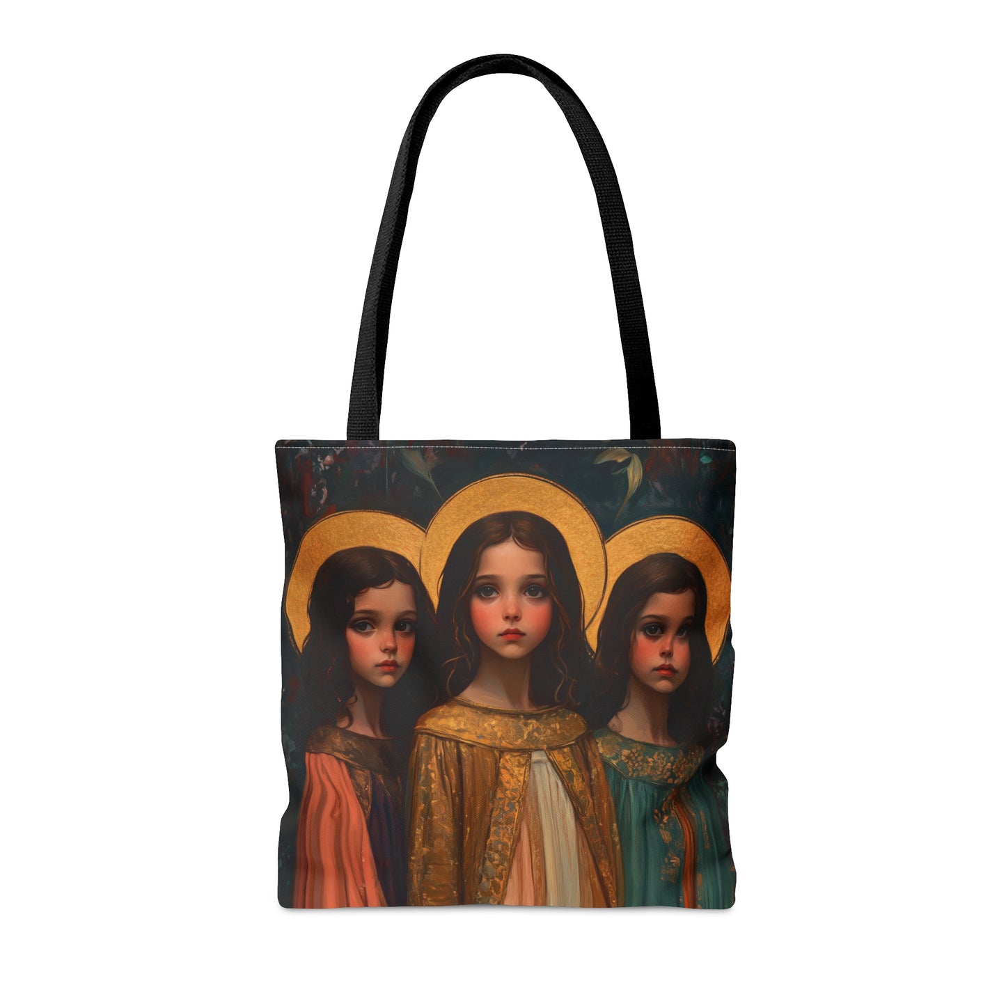 Saints Faith, Hope and Charity - Tote Bag - Large Medium Small Faith Art Bag - Catholic Faith Purse - Double Sided