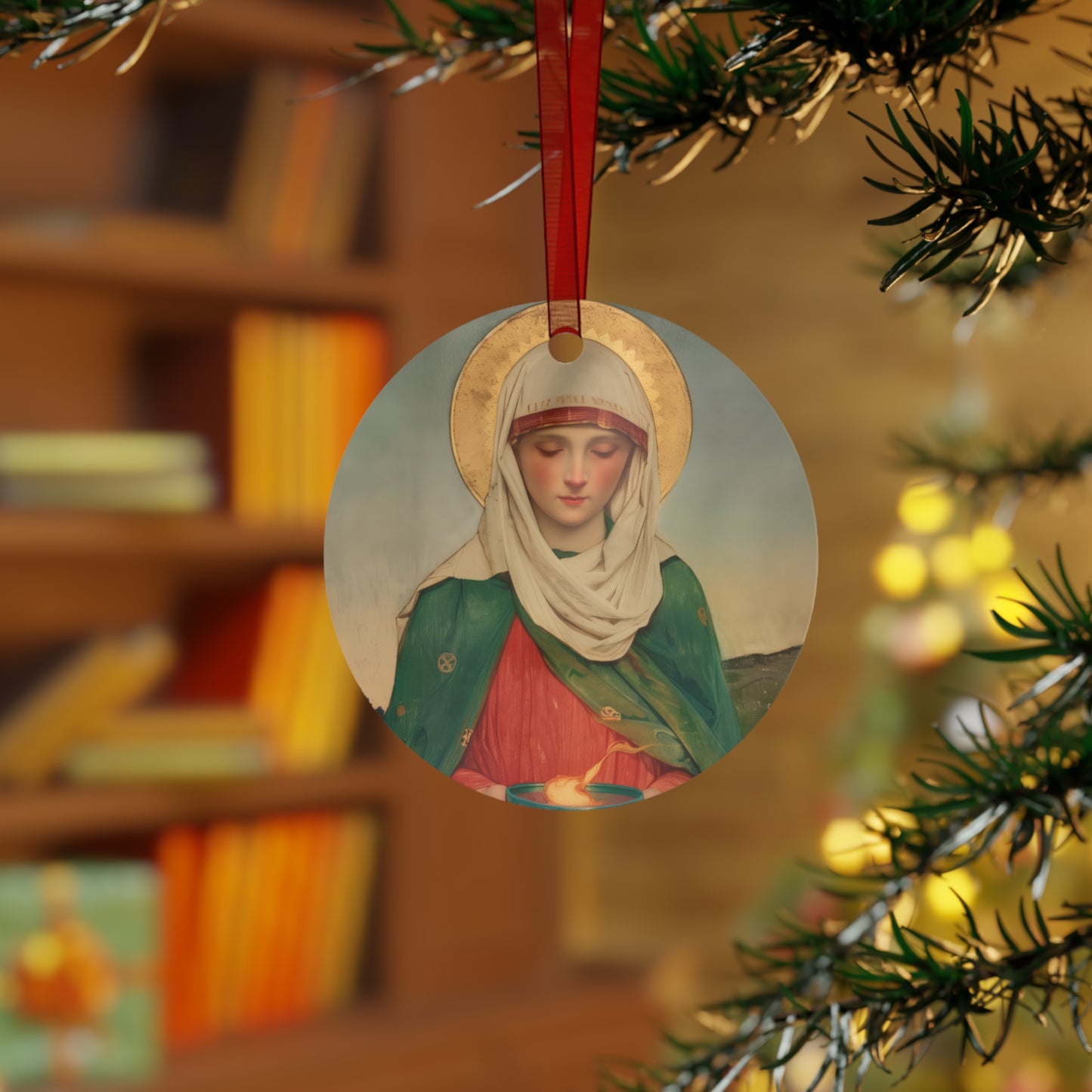 Saint Brigid of Ireland / Kildare Metal Ornament - Religious Holiday Christmas Keepsake - Religious Catholic Tree Ornament - Christmas Gift