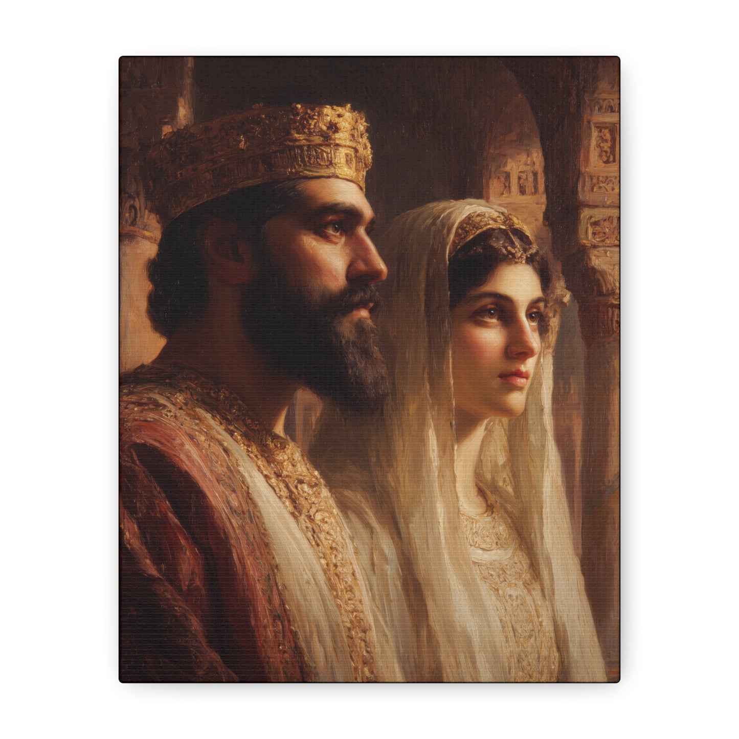 King Xerxes and Queen Esther  - Gallery Wrapped Canvas - Print - Religious Art for your Home - Catholic Art Print