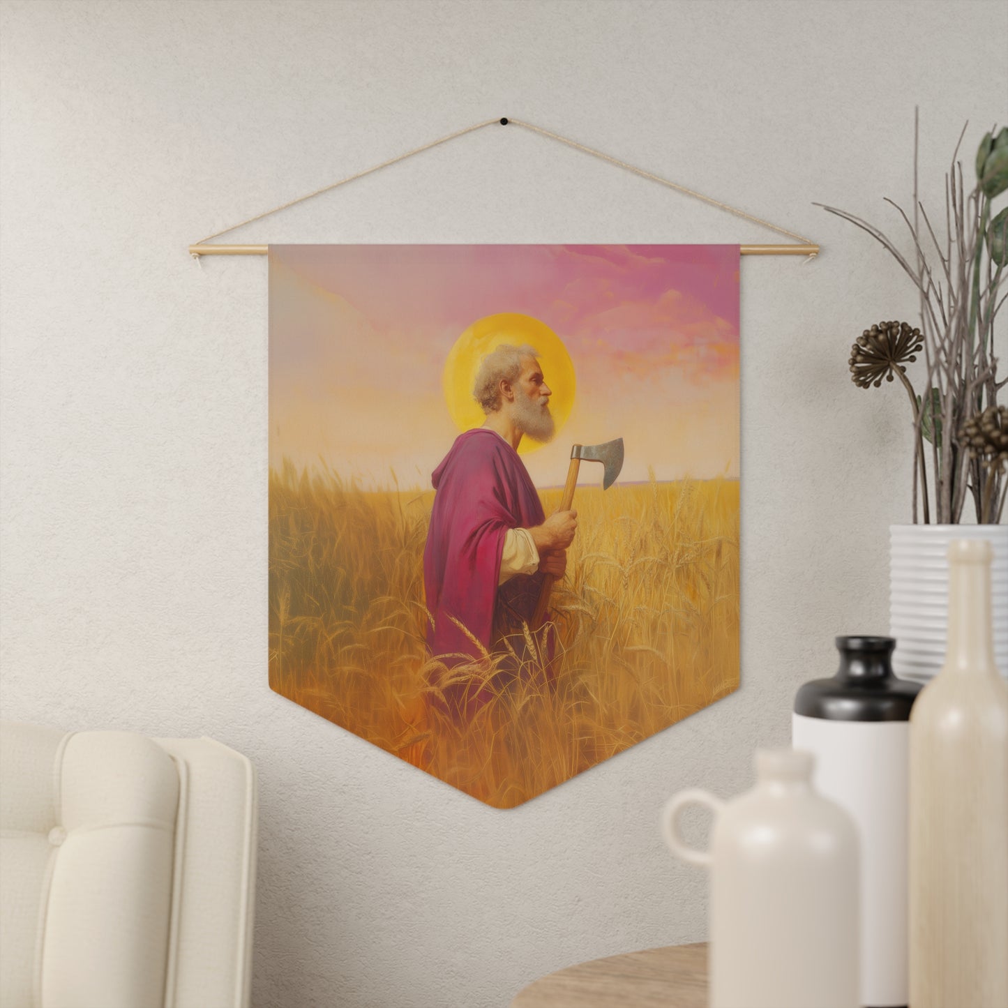 Saint Matthias Pennant / Banner / Wall Hanging - Prayer room art - 18" x 21" - Catholic - Large Banner