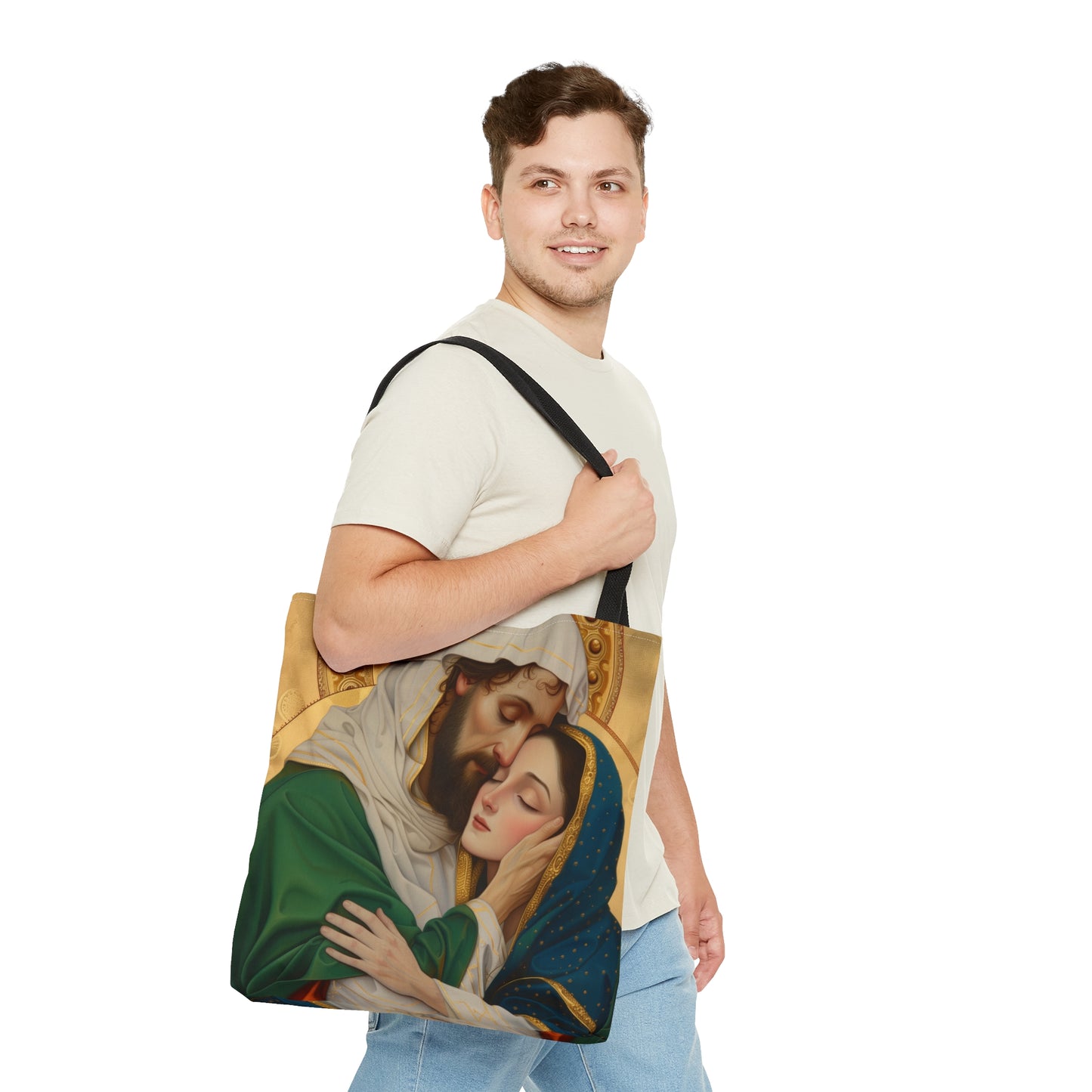 Saints Aquila and Priscilla Tote Bag - Large Medium Small Faith Art Bag - Catholic Faith Art purse - Double Sided