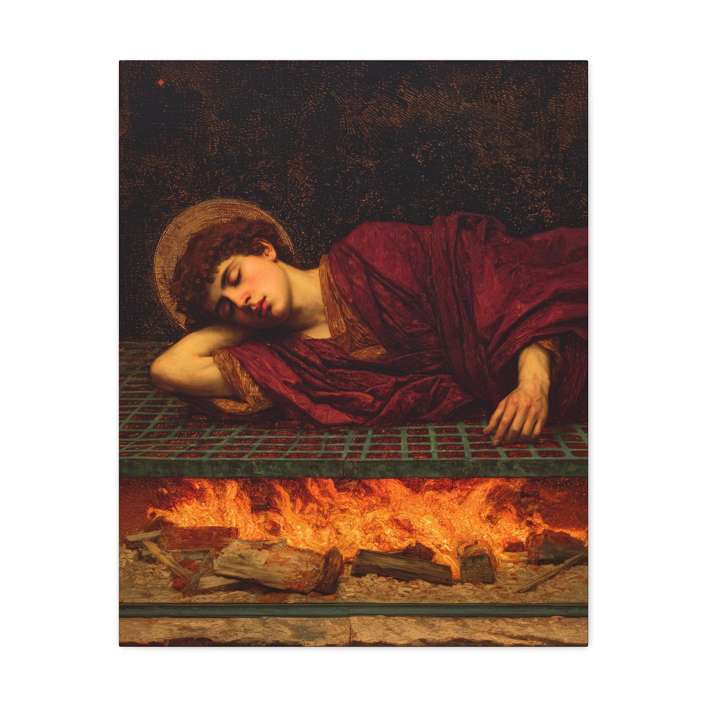 Saint Lawrence -  Museum Wrapped Canvas - Sanctified Souls Print - Religious Art for your Home - Catholic Patron Saint Art