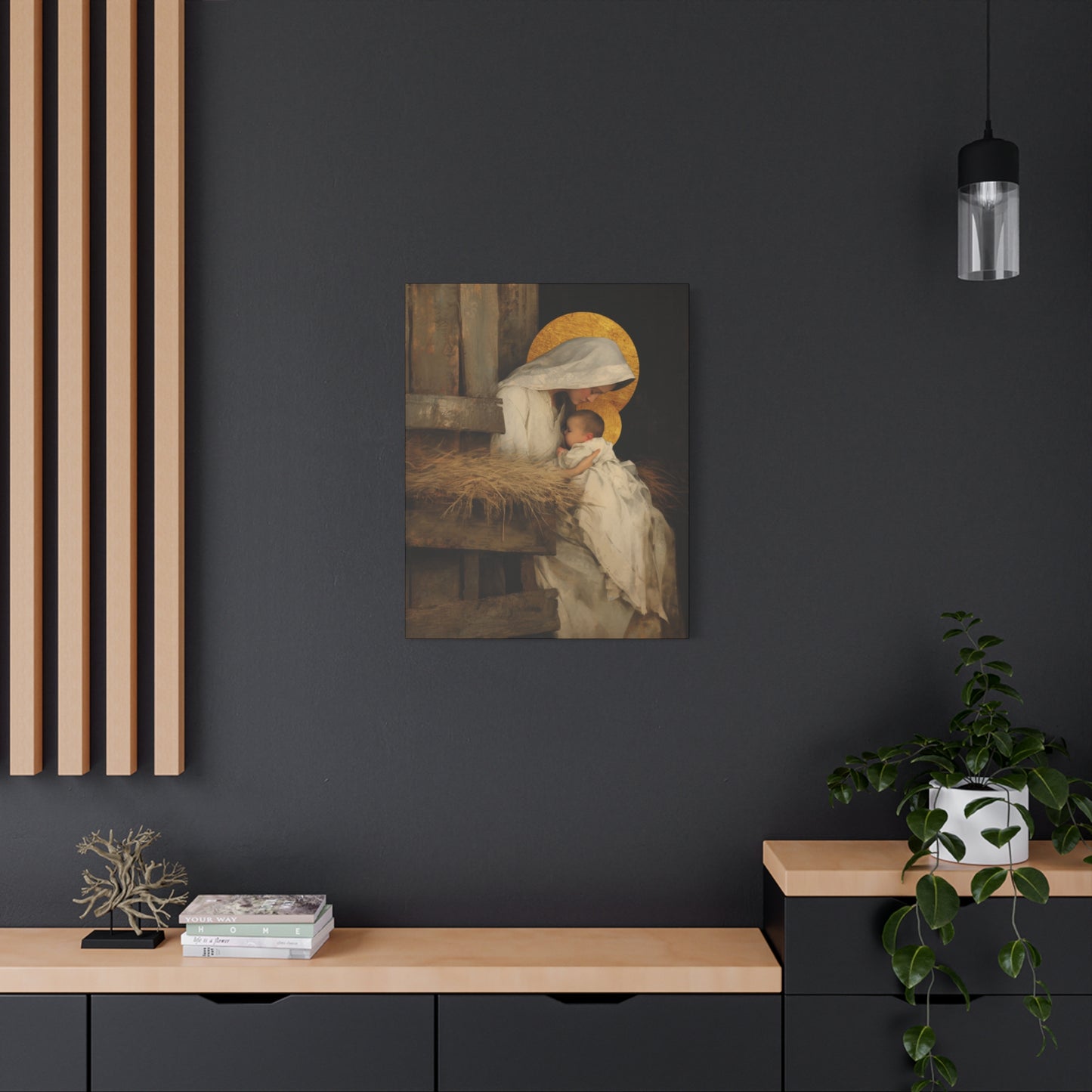 Our Lady of the Manger - Mother Mary and the Christ Child - Gallery Wrapped Canvas - Print - Religious Art for your Home - Catholic