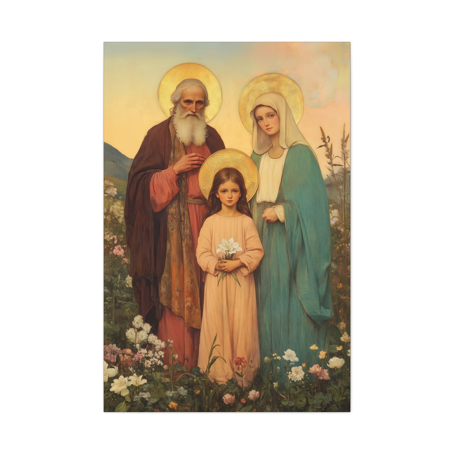 Saints Joachim and Anne with Young Mary - Gallery Wrapped Canvas - Print - Religious Art for your Home - Catholic Art
