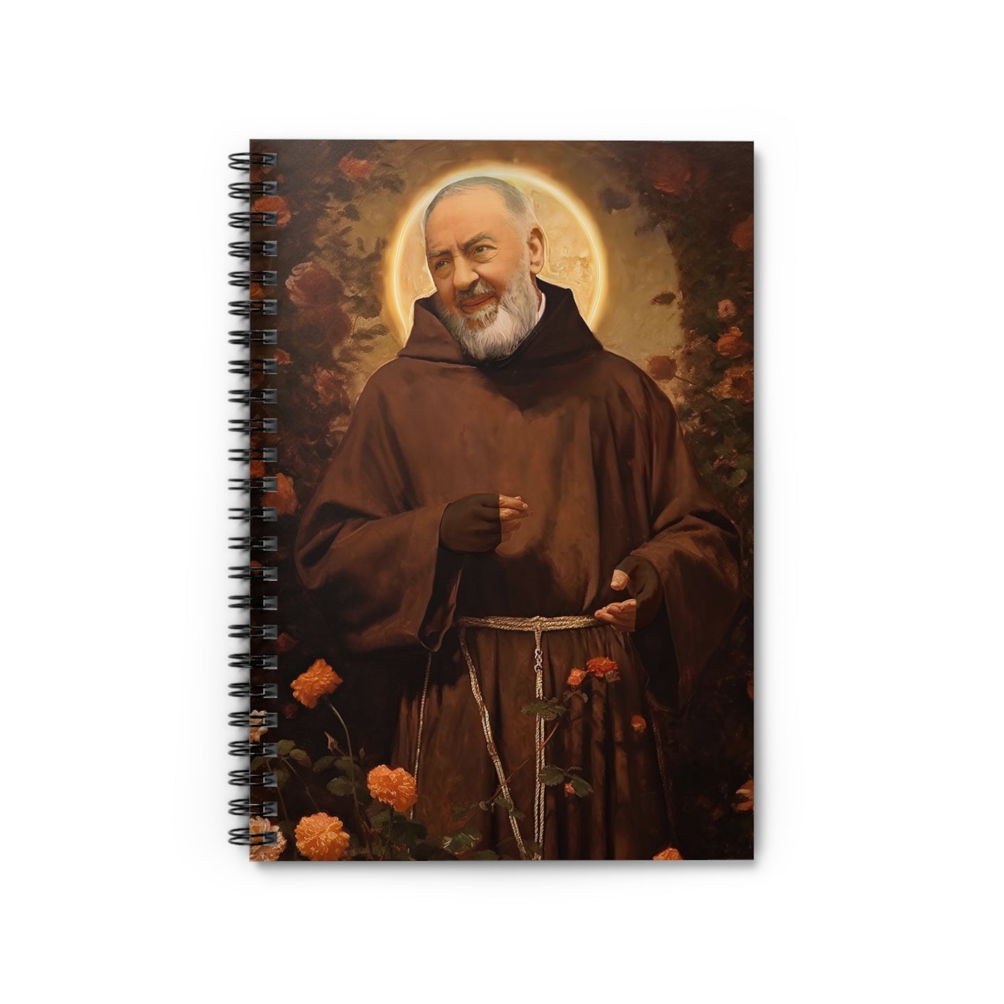 Saint Padre Pio Journal - Sanctified Souls Art - Religious Based Notebook - Spiral Notebook - Ruled Line