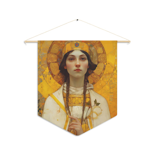 Saint Agatha Wall Banner / Wall Hanging / Pennant - Prayer room - Catholic Art - Saint Art - Large Saint Print - 18" x 21"
