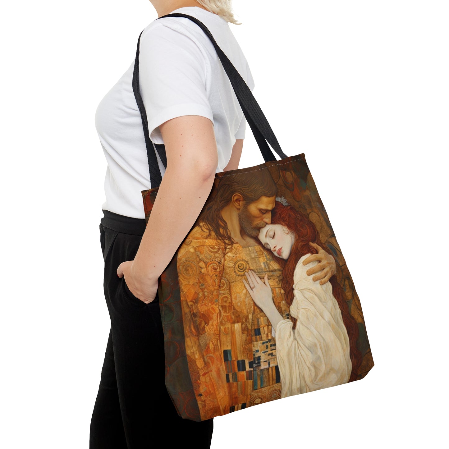 Transcendent Devotion: Christ Embracing Mary Magdalene Tote Bag - Catholic faith inspired carry-all purse
