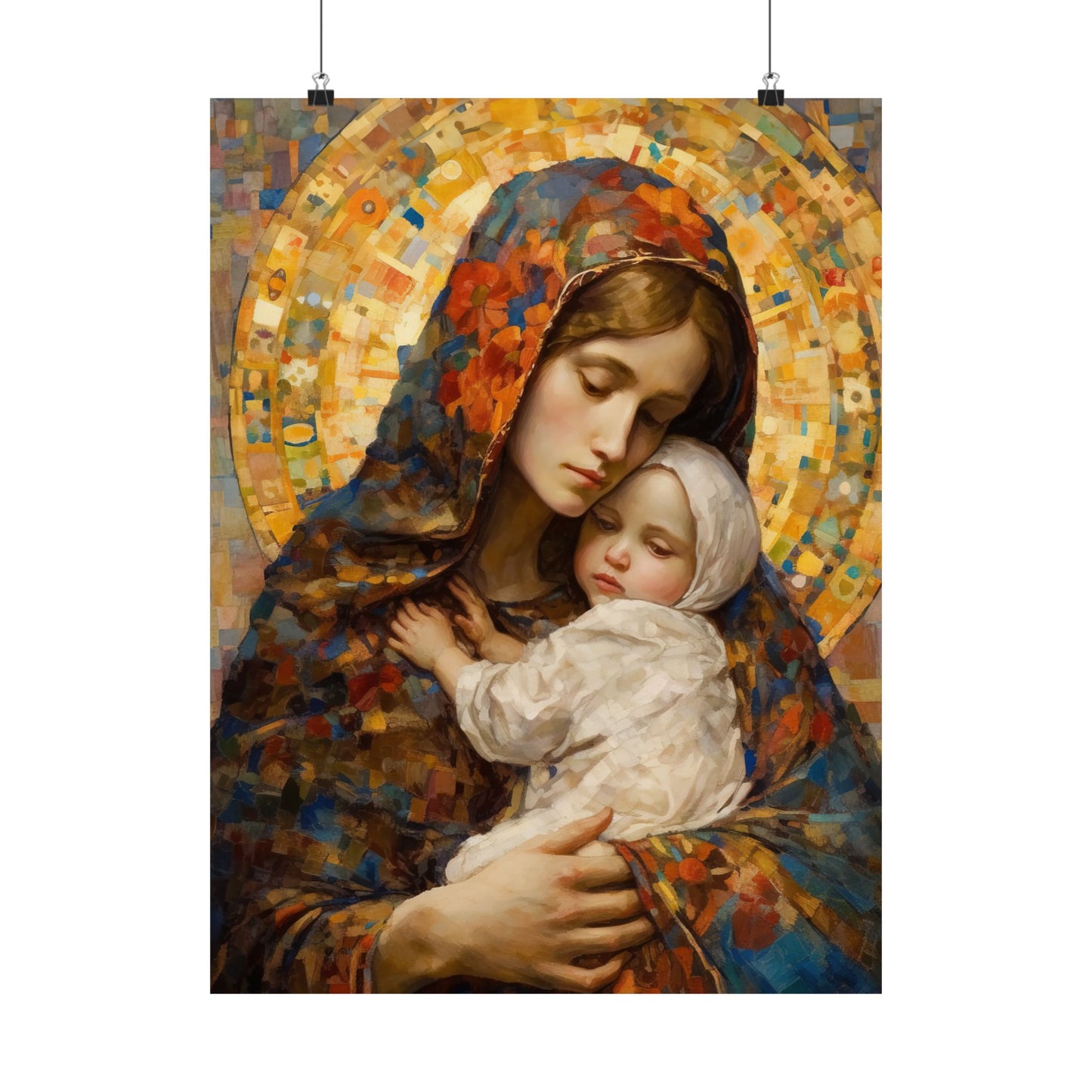 Holy Maternal Bond - Mary and the Christ Baby - Multiple Sizes - Premium Matte Vertical Posters - Christ Child