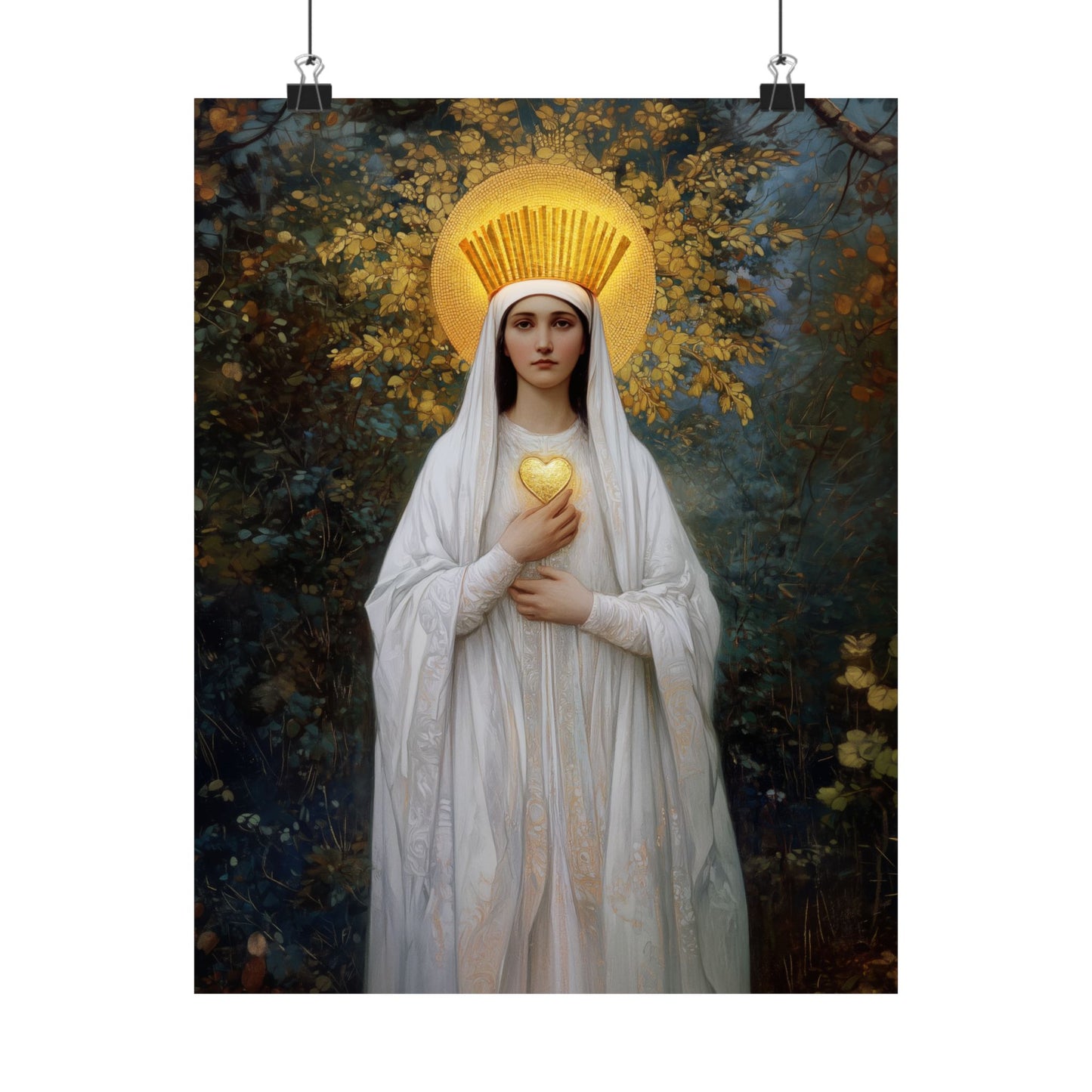 Our Lady of Beauraing - Our Lady of the Golden Heart - Marian Art - Sanctified Souls Print - Multiple Sizes - Premium Vertical Posters